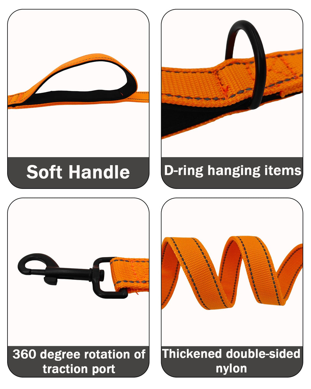 Solmoony padded-handles leash offers a comfortable grip during long walks.