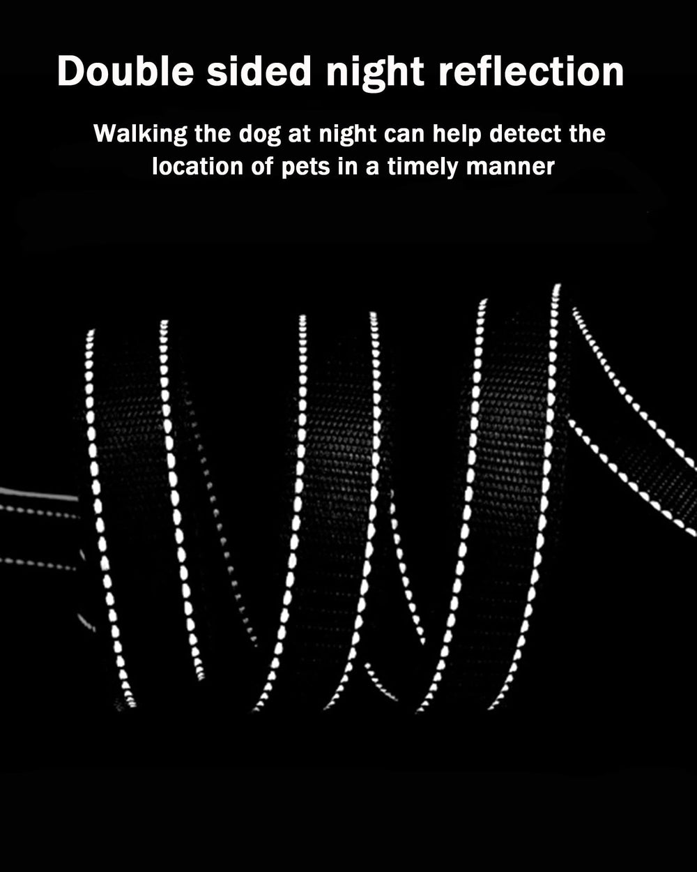 SOLMOONY double-sided reflective leash improves night visibility during evening strolls.