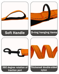 SOLMOONY pink leash with traffic handle for precise control in crowded areas.