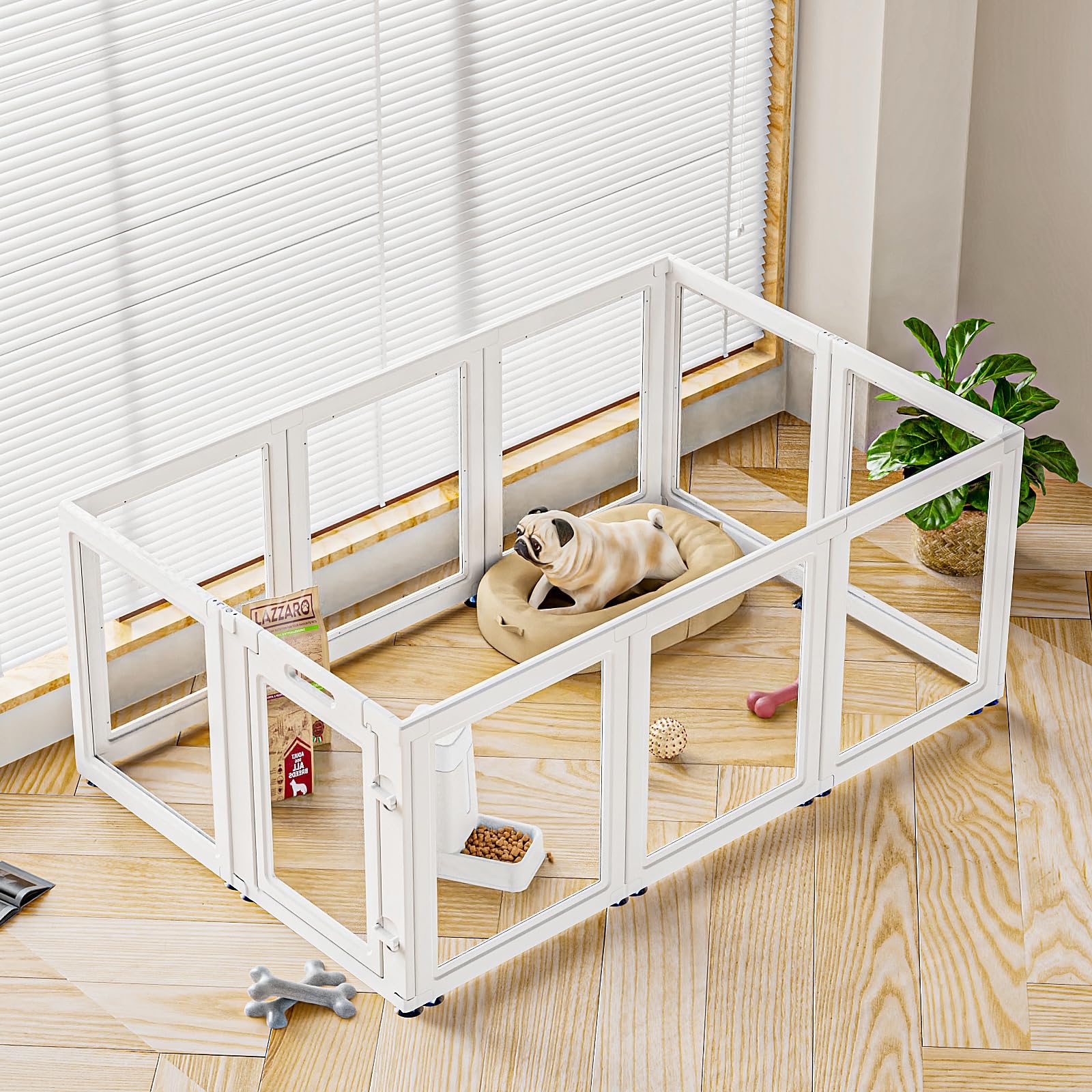 SOLOWINNER clear puppy playpen assembly mode for quick setup and modular layout.