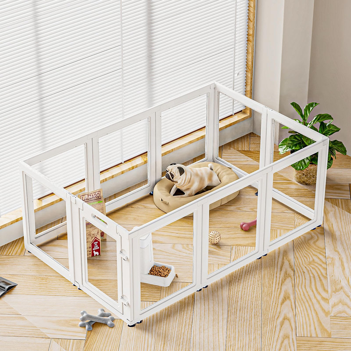 SOLOWINNER clear puppy playpen assembly mode for quick setup and modular layout.