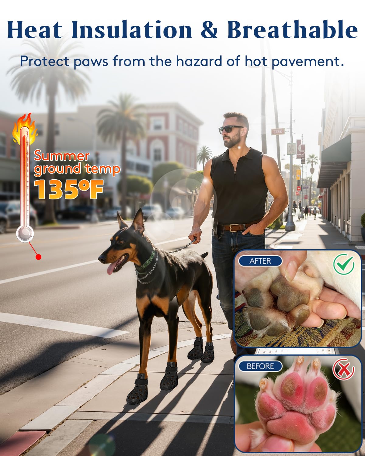 SOLOWINNER anti-slip sole helps dogs walk confidently on wet surfaces