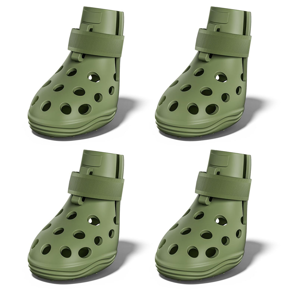 SOLOWINNER dog shoes on hot pavement provide heat protection and quick-dry silicone comfort