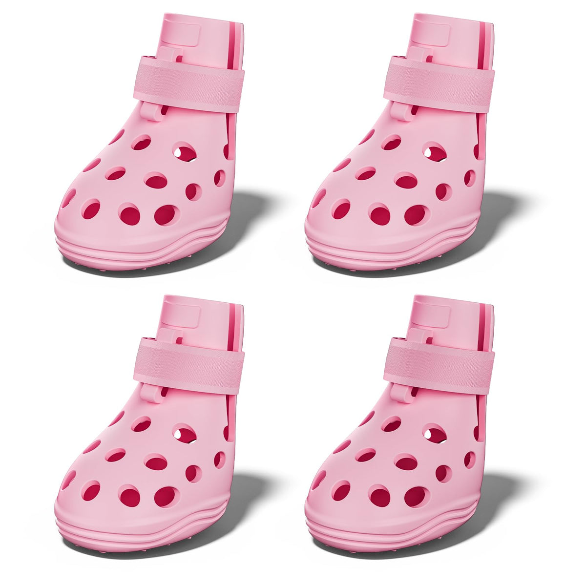 SOLOWINNER pink dog shoes on pavement shield paws from heat and provide comfort.