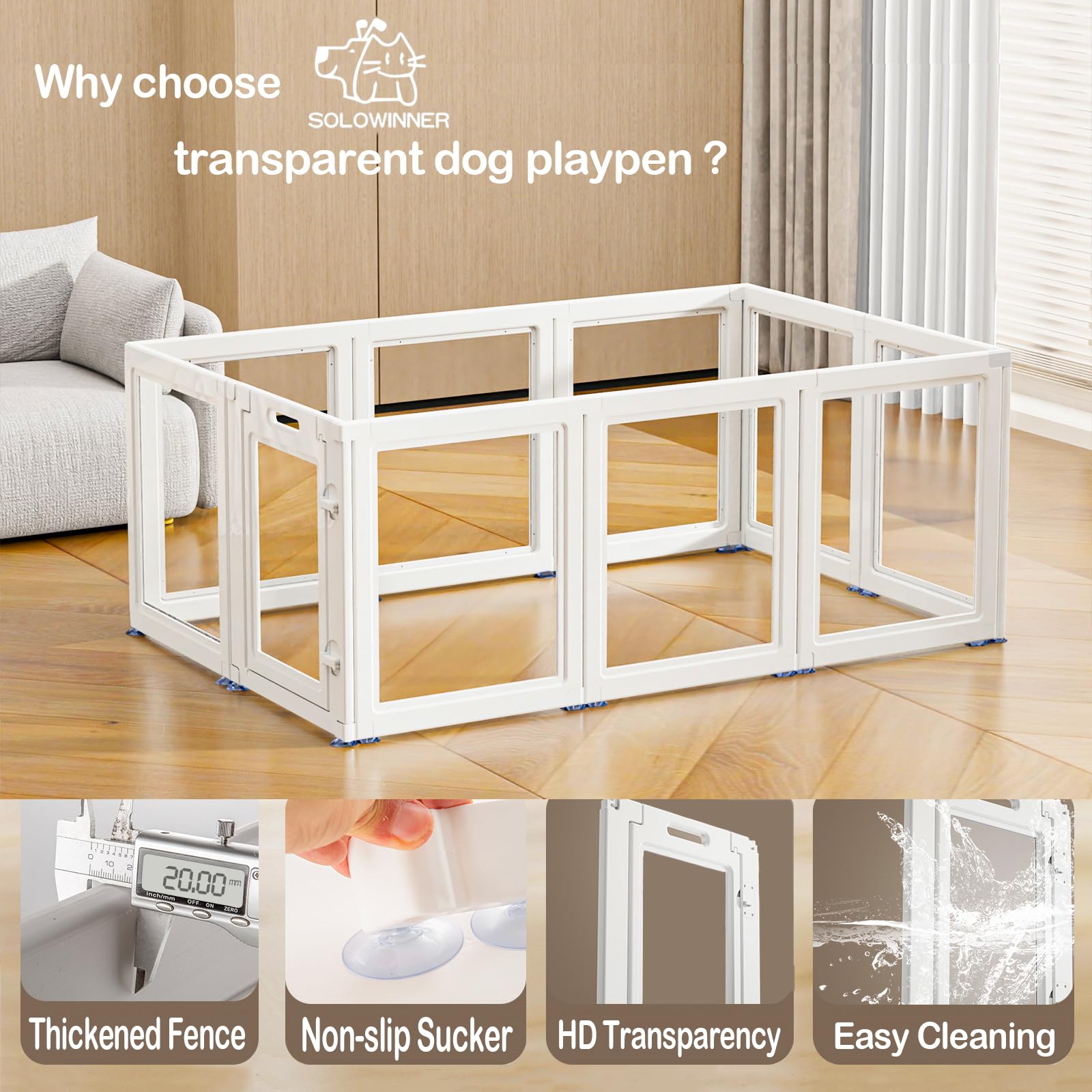 SOLOWINNER door-lock playpen close-up shows secure entry for curious pets.