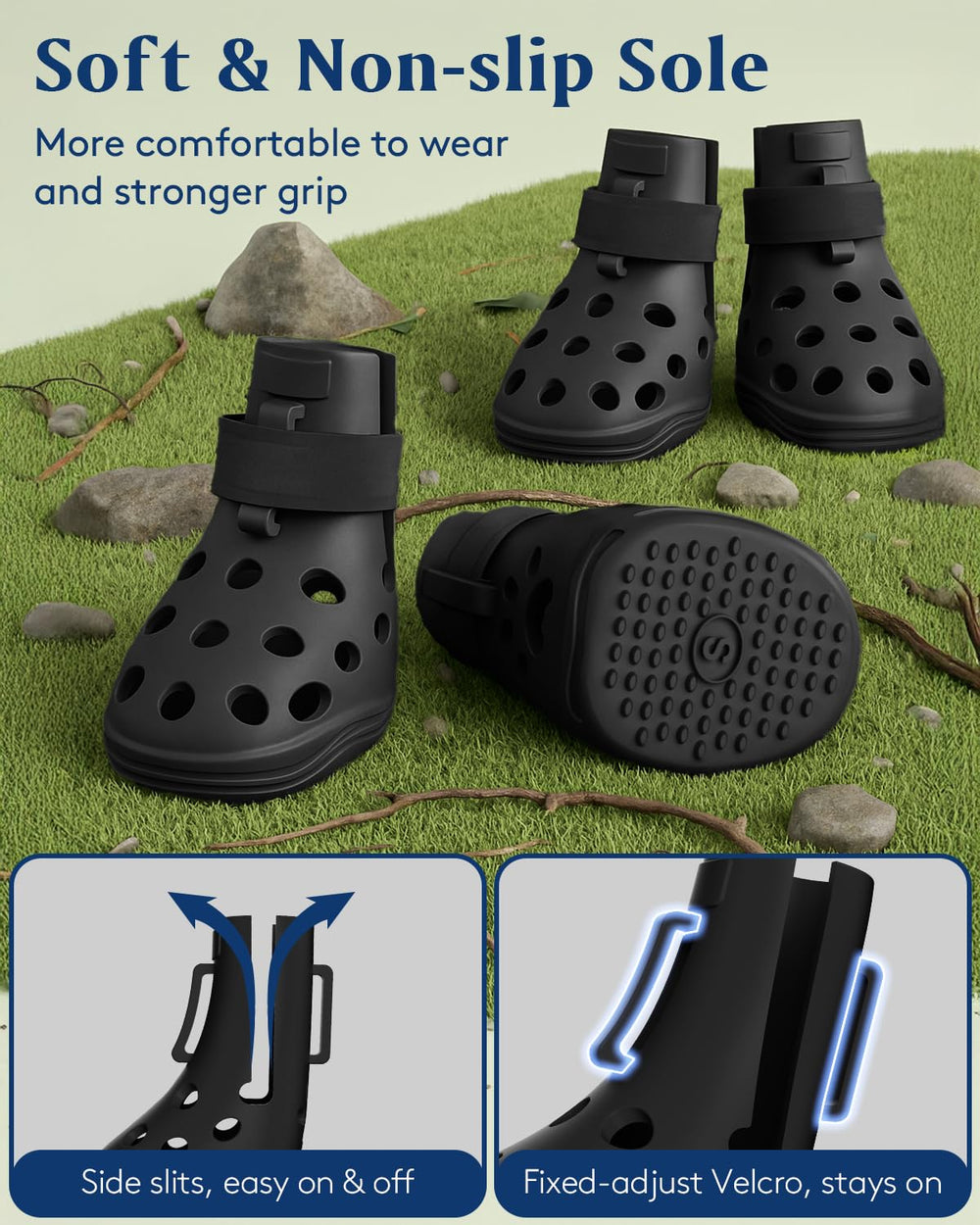 SOLOWINNER paw-protectors adjustable-straps ensure secure fit on every walk.