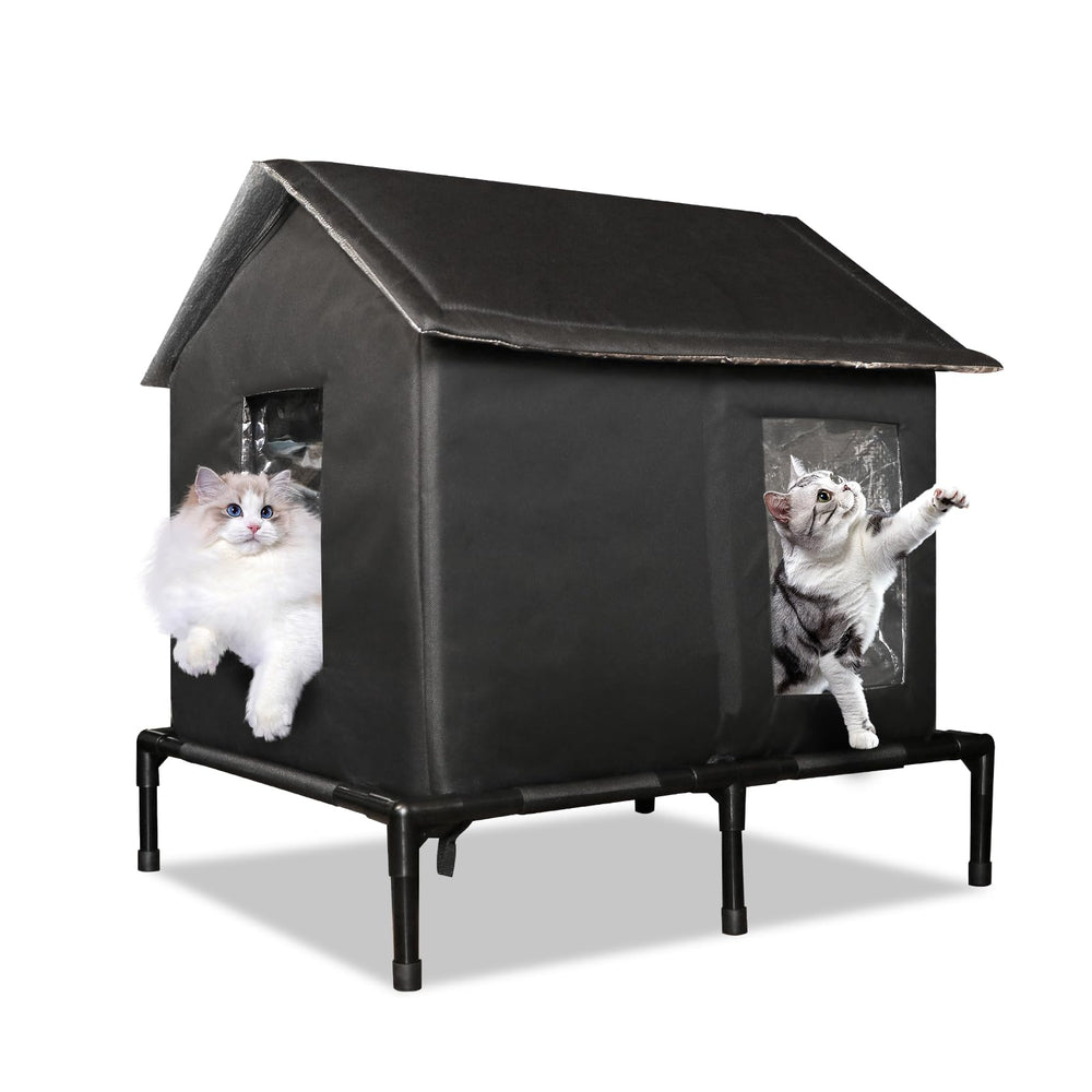 Solvify Outdoor Cat House exterior shows elevated moisture-free shelter for stray cats