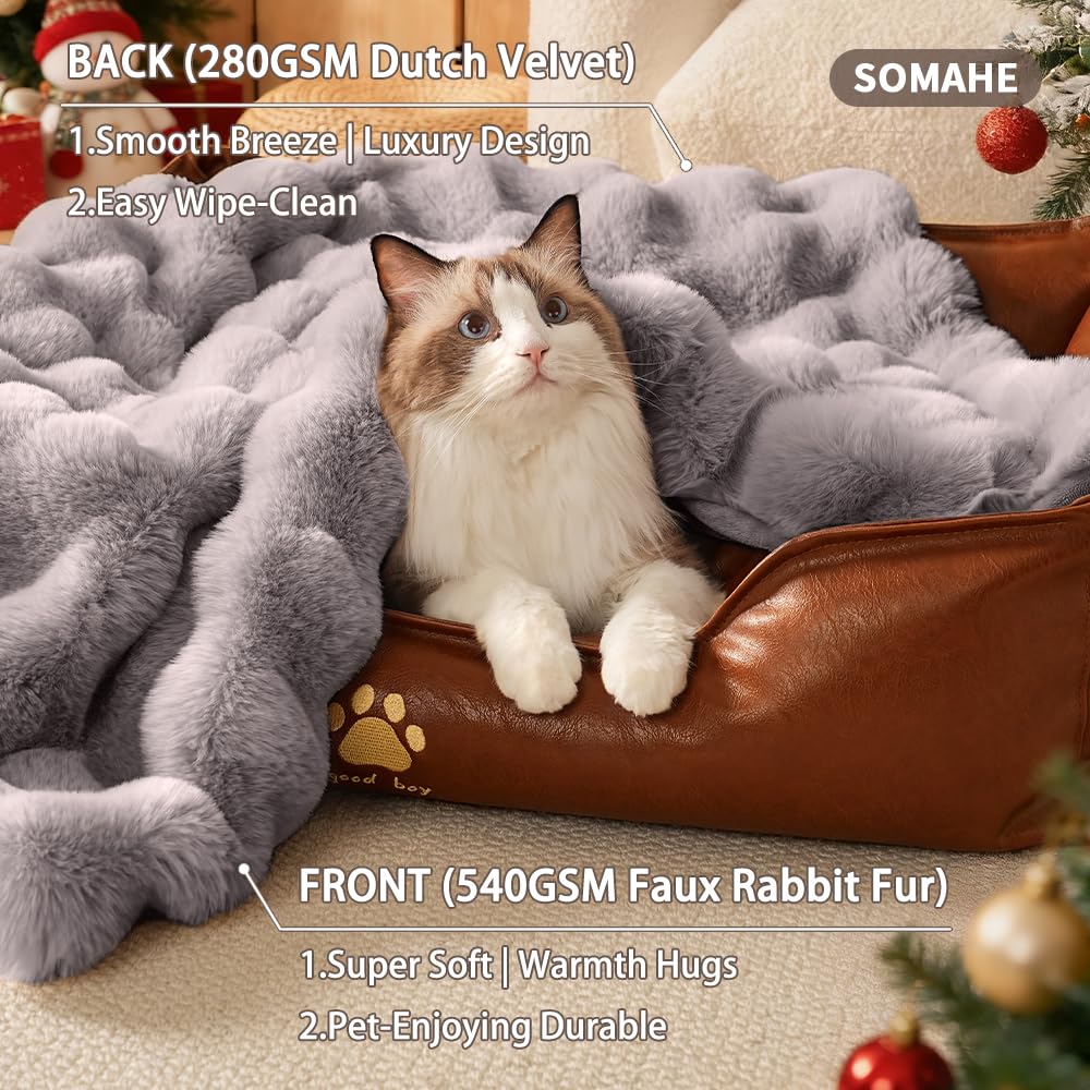 SOMAHE cat blanket folded neatly for compact storage and travel