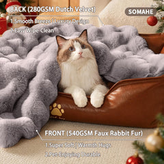 SOMAHE cat blanket folded neatly for compact storage and travel