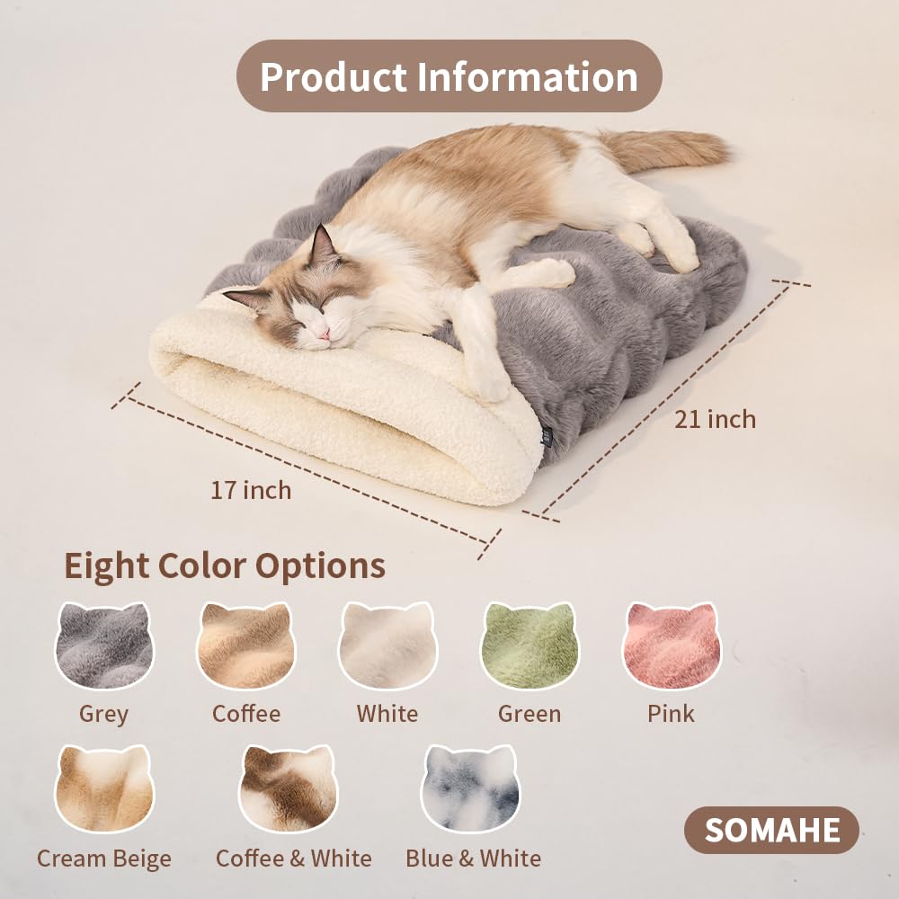 SOMAHE cat sleeping bag 21x17 size offers roomy space for small pets.