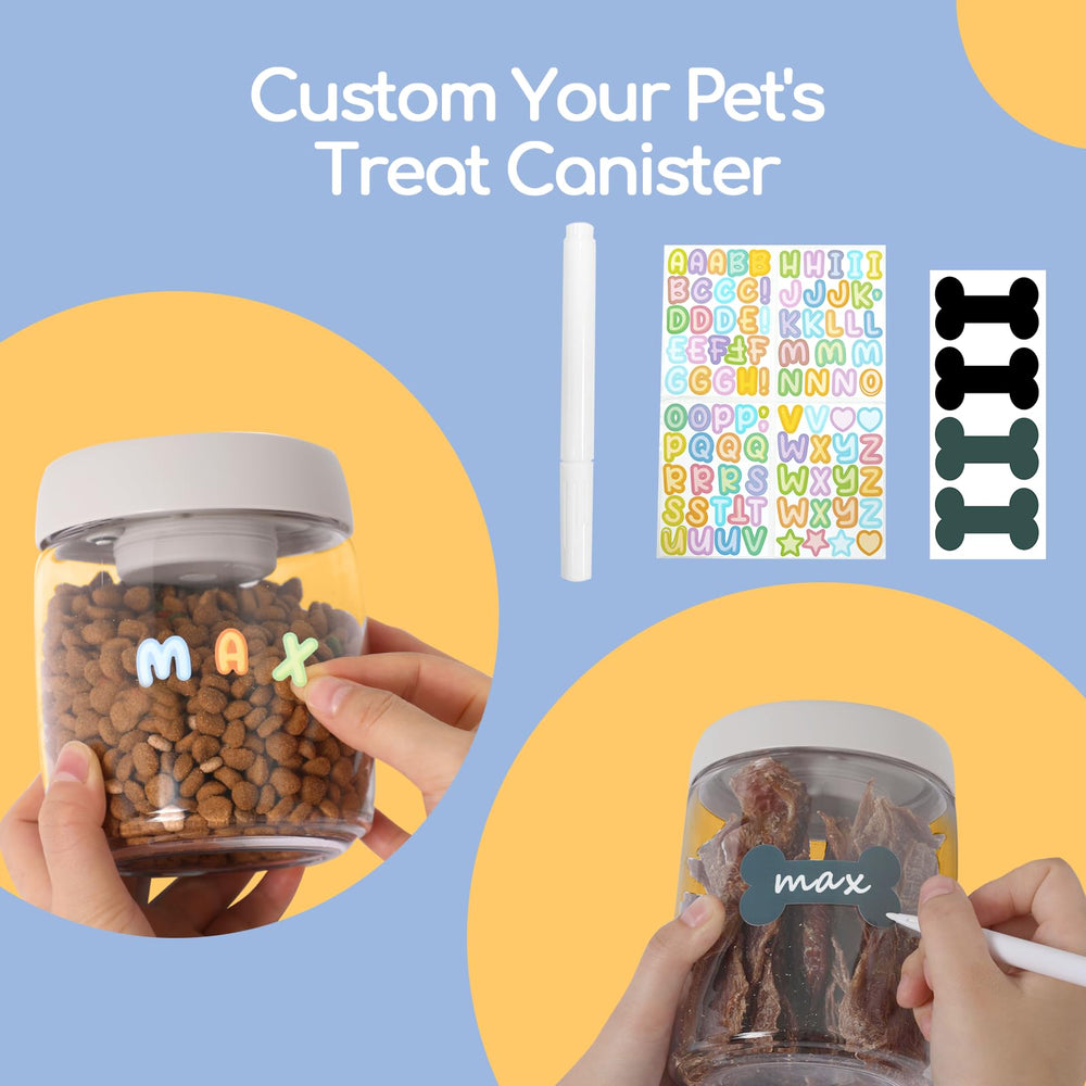 Somkaco reusable alphabet stickers personalize each treat container.