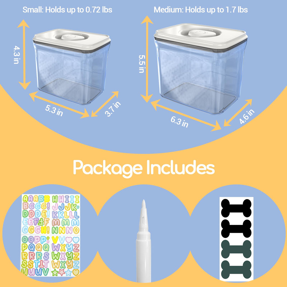 Somkaco alphabet stickers for labeling dog treats and snacks.