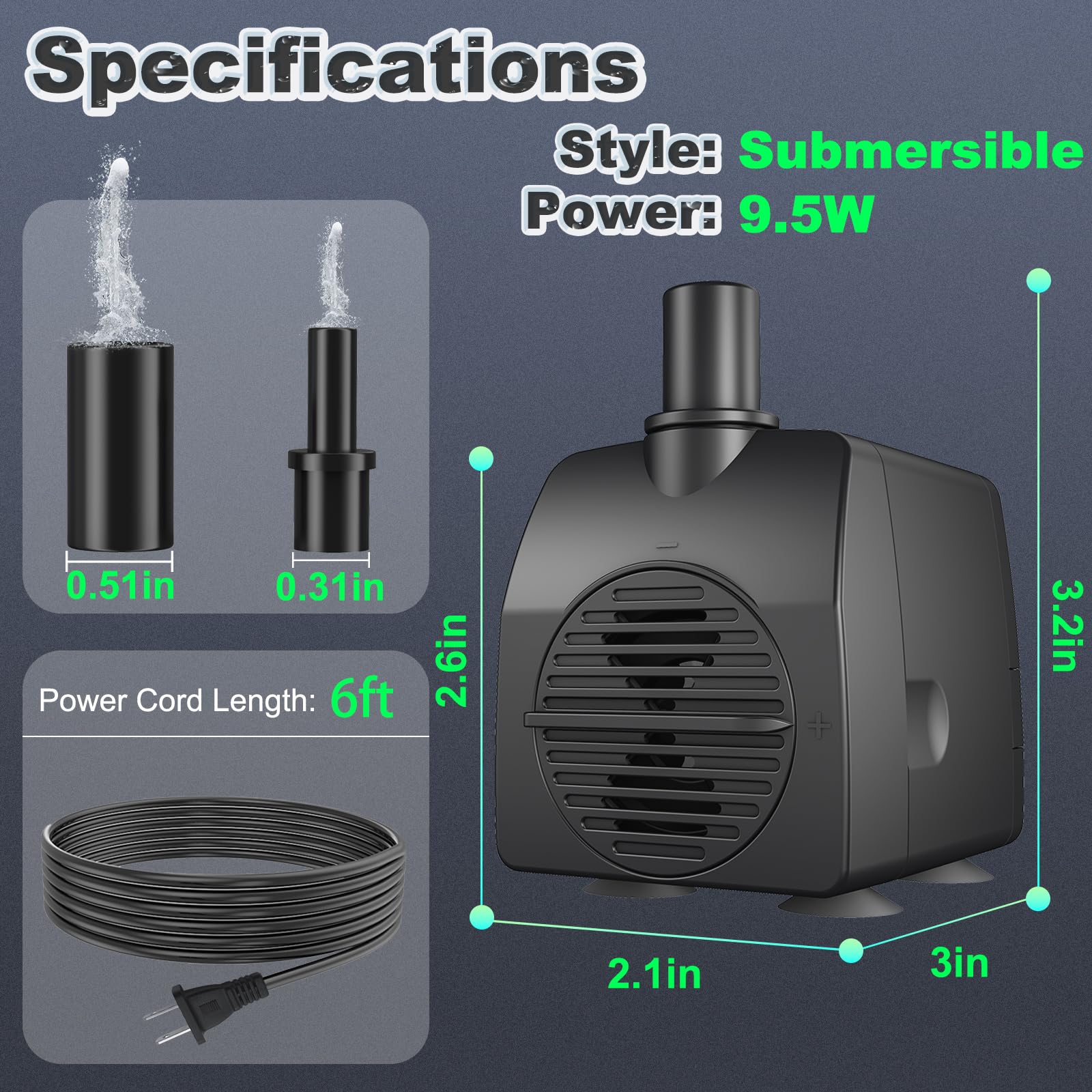 SongLong Submersible Pump—detachable for easy cleaning.