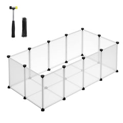 Songmics 20-panel playpen assembly with mallet enables quick, secure setup.