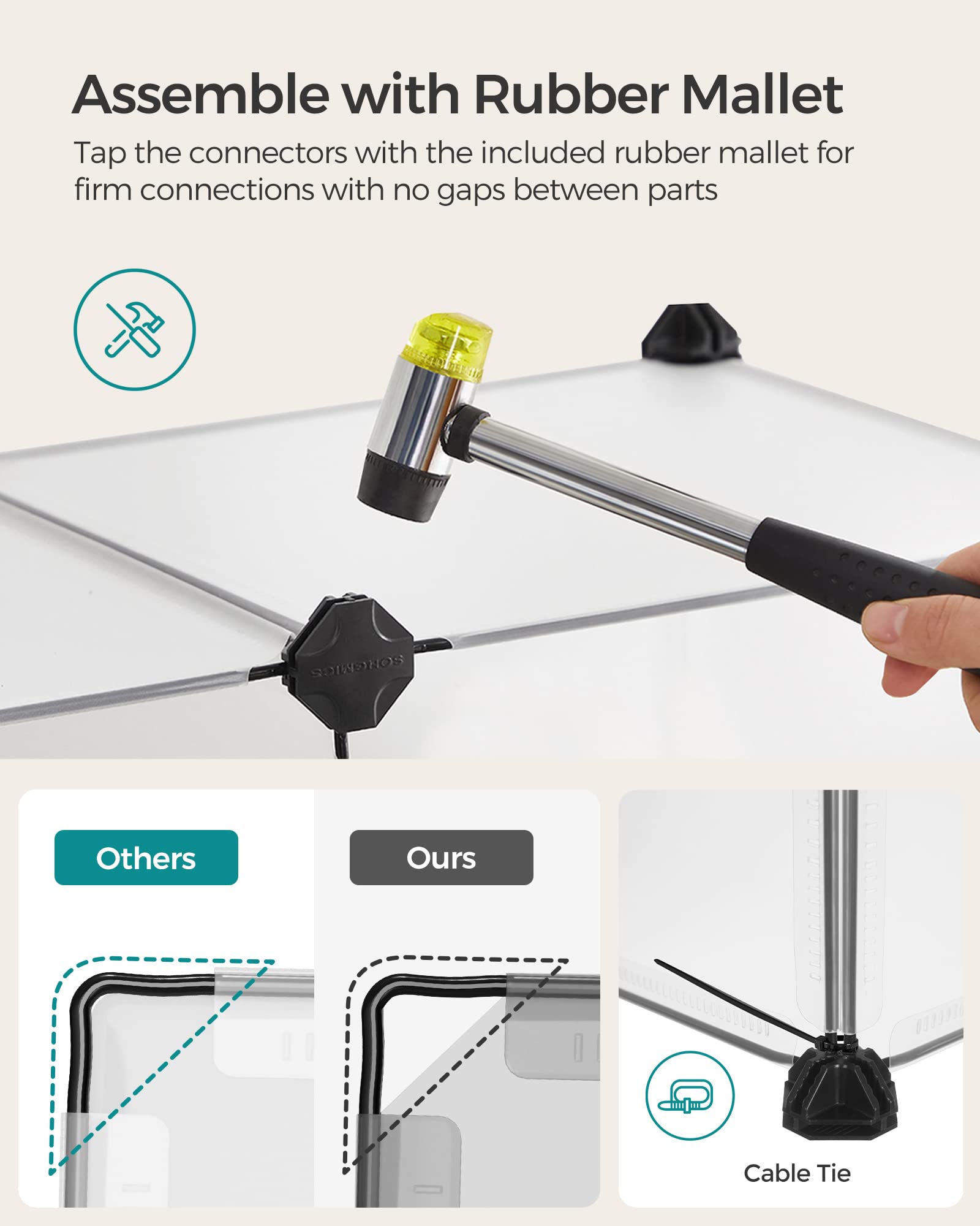 Songmics corner-space-optimized setup fits tight indoor areas.