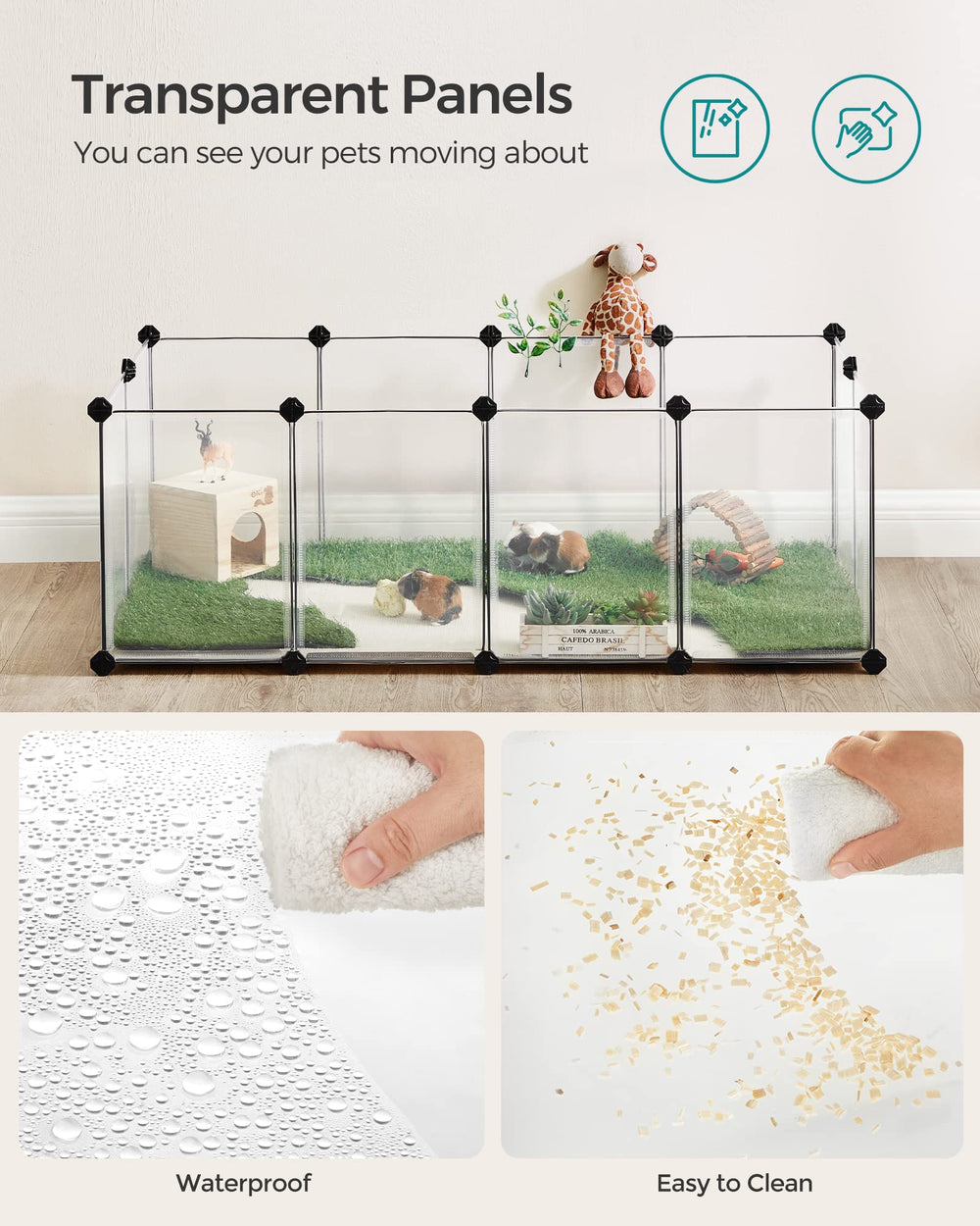 Songmics easy-clean materials simplify wipe-down after pet activity.