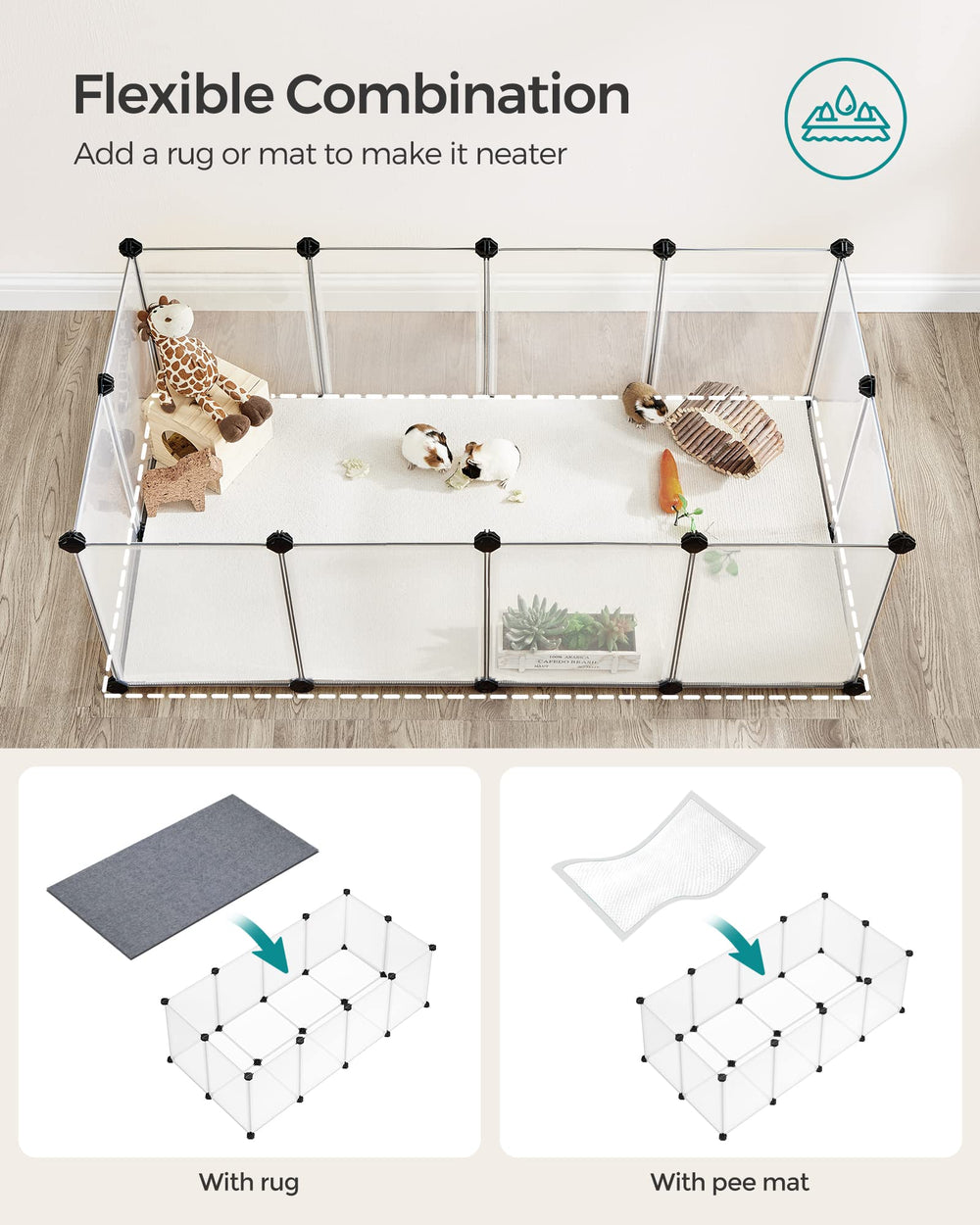 Songmics expandable layout supports L-shape or two-story configurations.