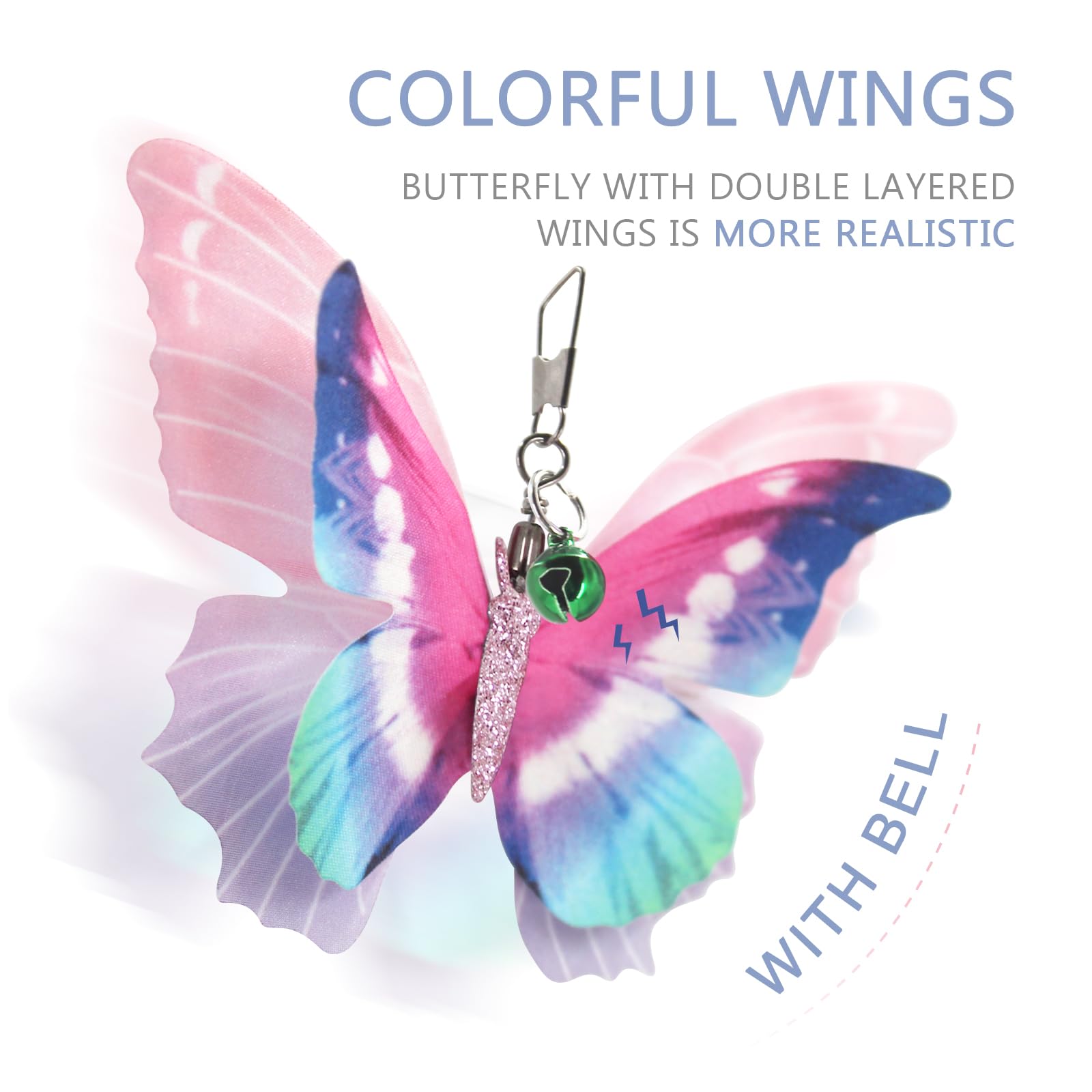 SONGWAY cat butterfly toy attachment includes a bell to attract attention and extend play