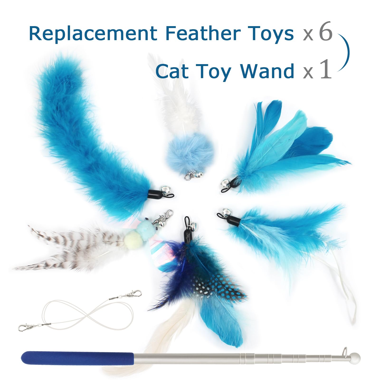 Songway feather teaser bells entice bursts of pounce and playful chasing.