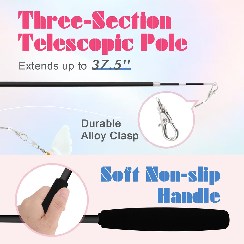 SONGWAY Cat Wand bungee-cord enables jumping and chasing fun in compact spaces.