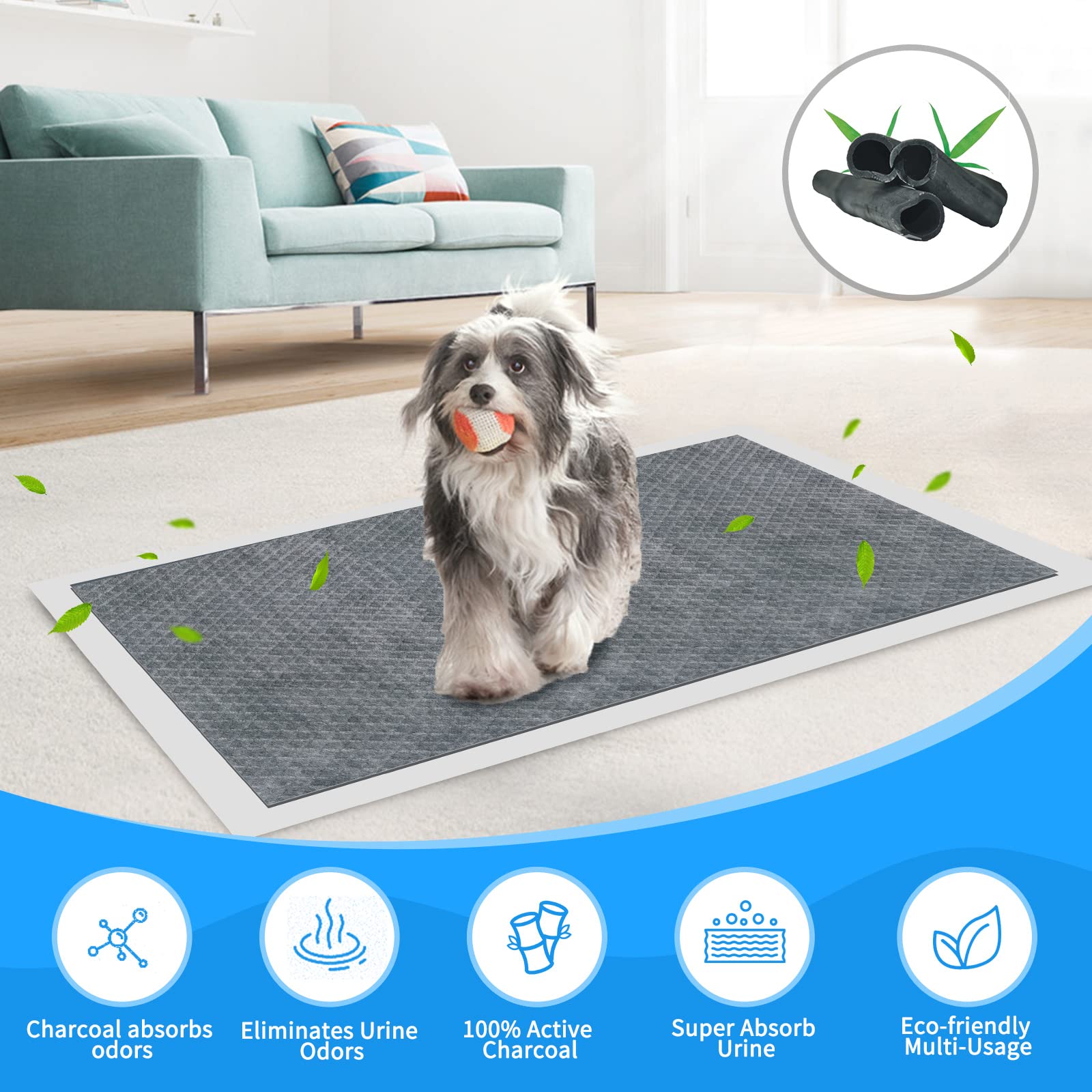SONGYUAN charcoal puppy pads 24x36 size offers ample room for larger pets.