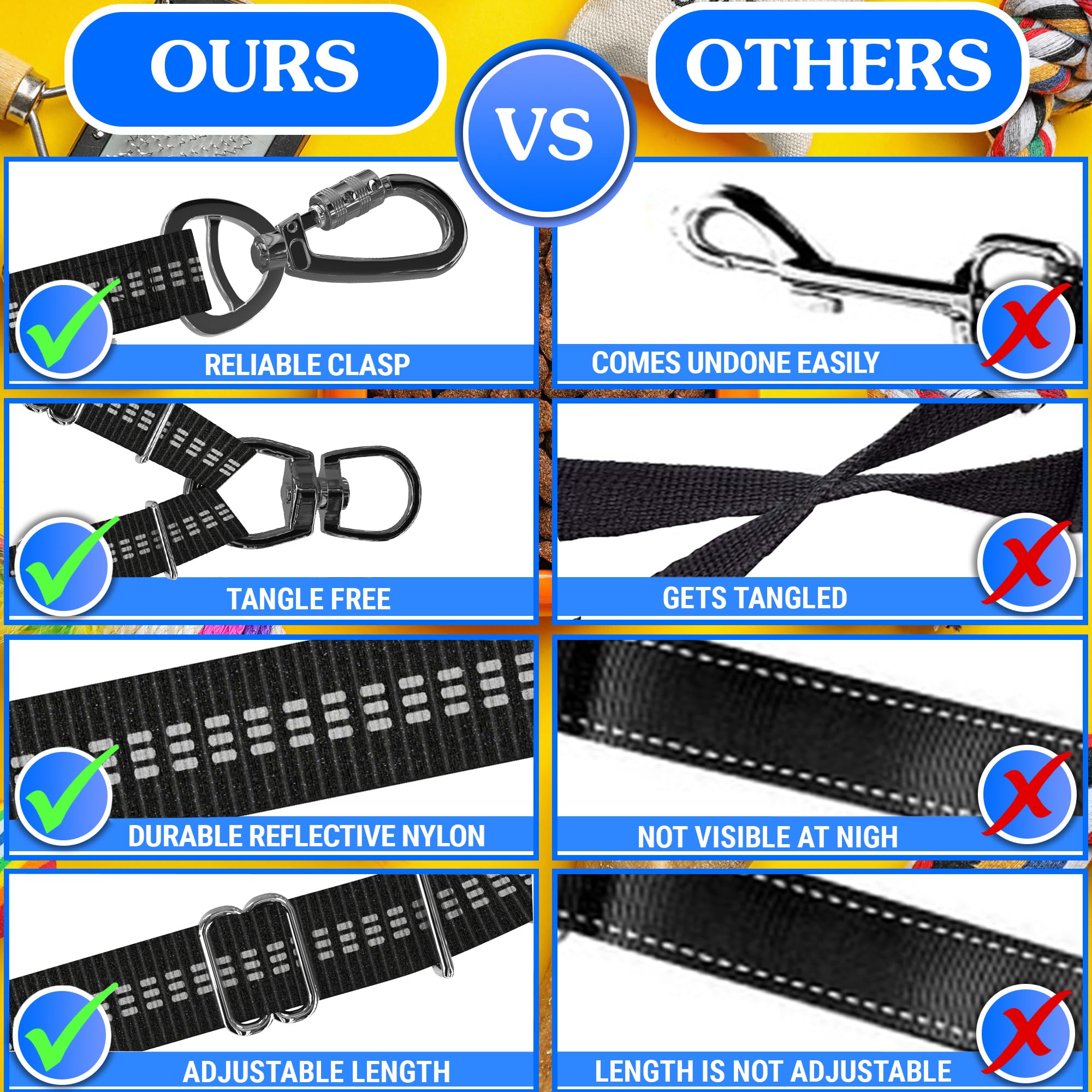 SONGZHIHAO Double Dog Leash black-color blends with any collar.