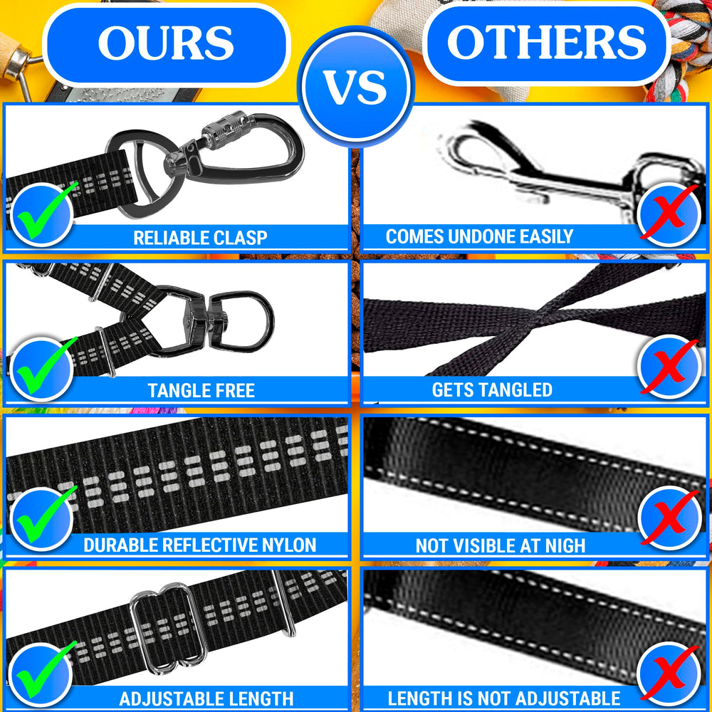 SONGZHIHAO Double Dog Leash black-color blends with any collar.