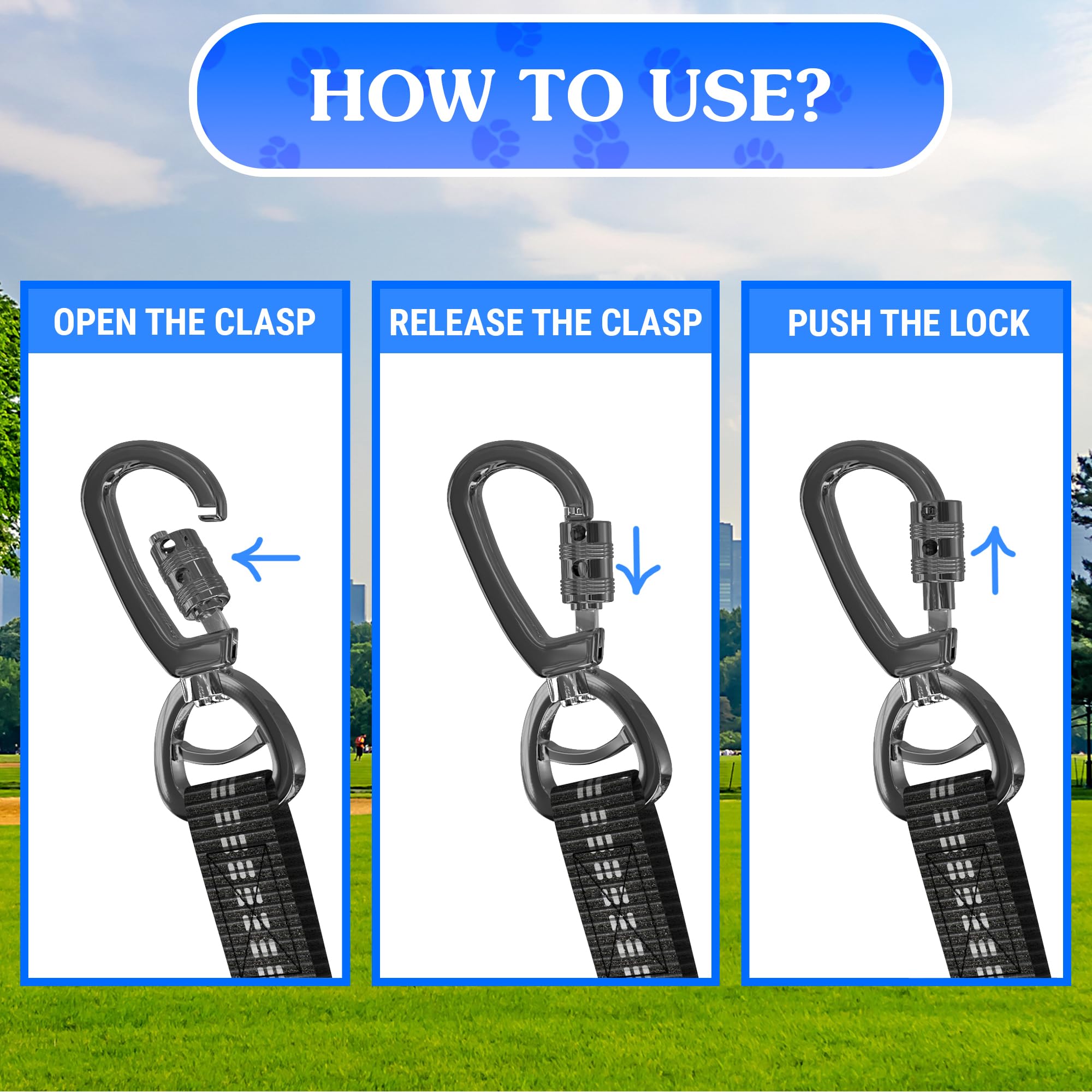 SONGZHIHAO Double Dog Leash easy-attach design saves setup time.