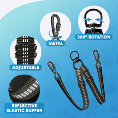 SONGZHIHAO Double Dog Leash reflective-stripes enhances visibility during night walks.
