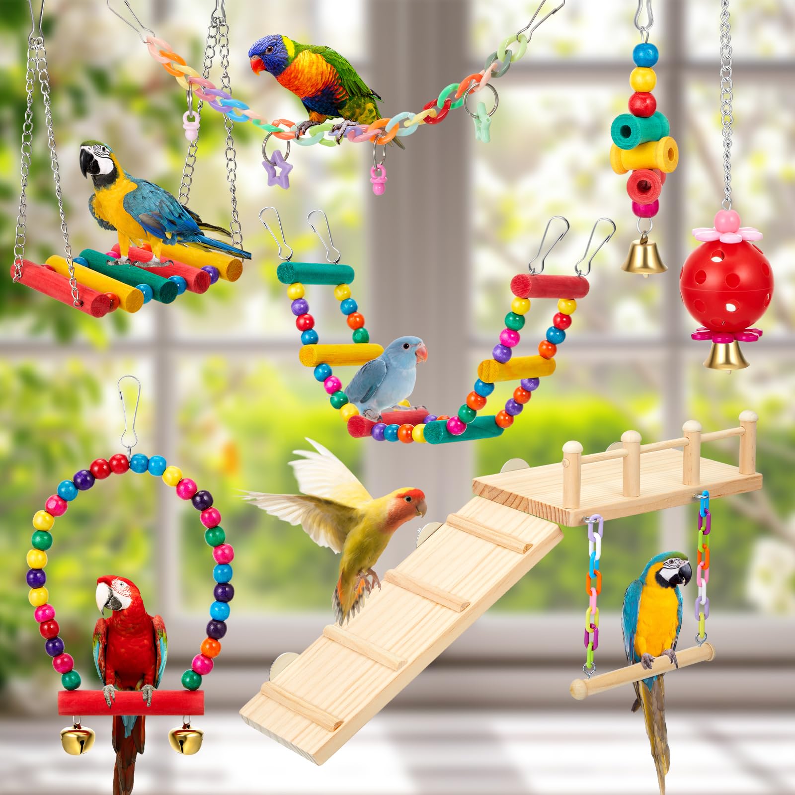Sonwyoung bird cage stand with toy accessories to maximize cage space