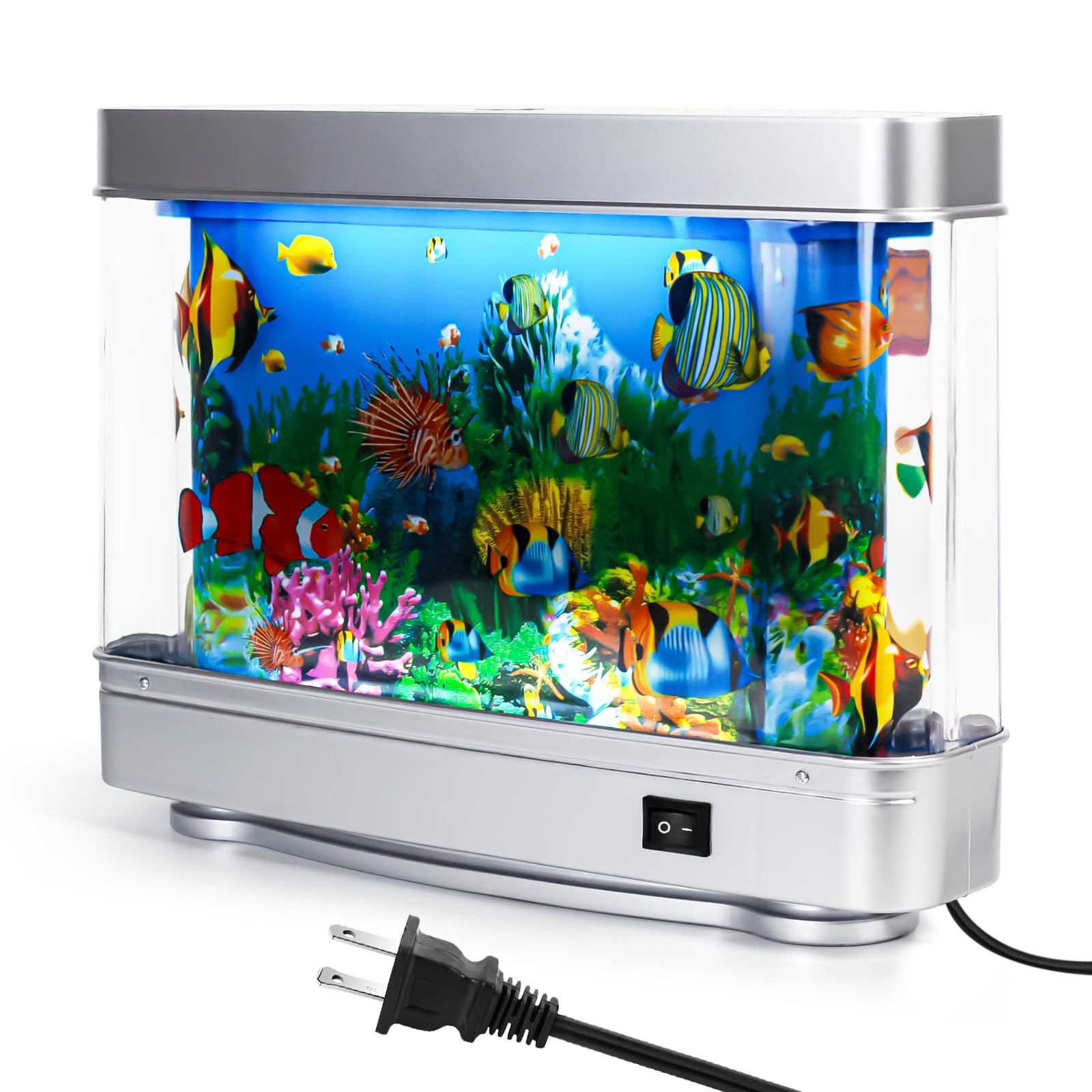 Soobeeke fake fish tank lamp with moving fish offers tranquil visual therapy for any room.