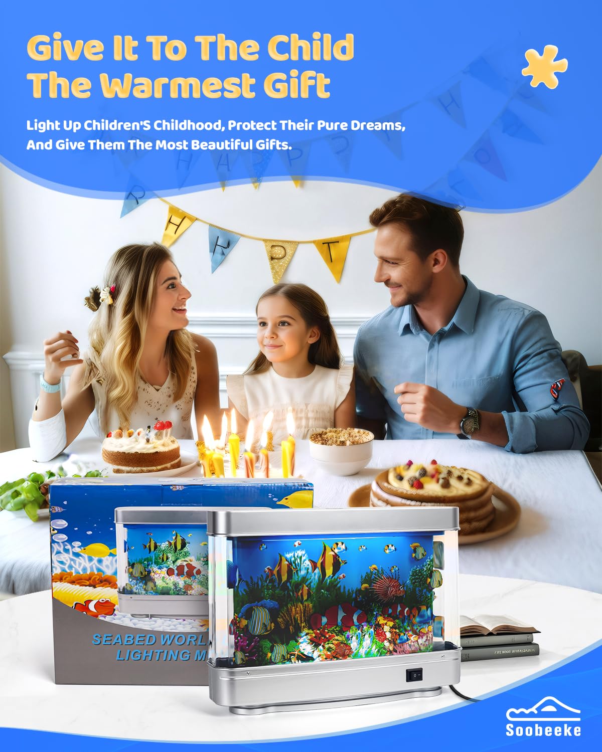 Soobeeke plug-and-play baby aquarium delivers instant ambiance without maintenance or feeding.