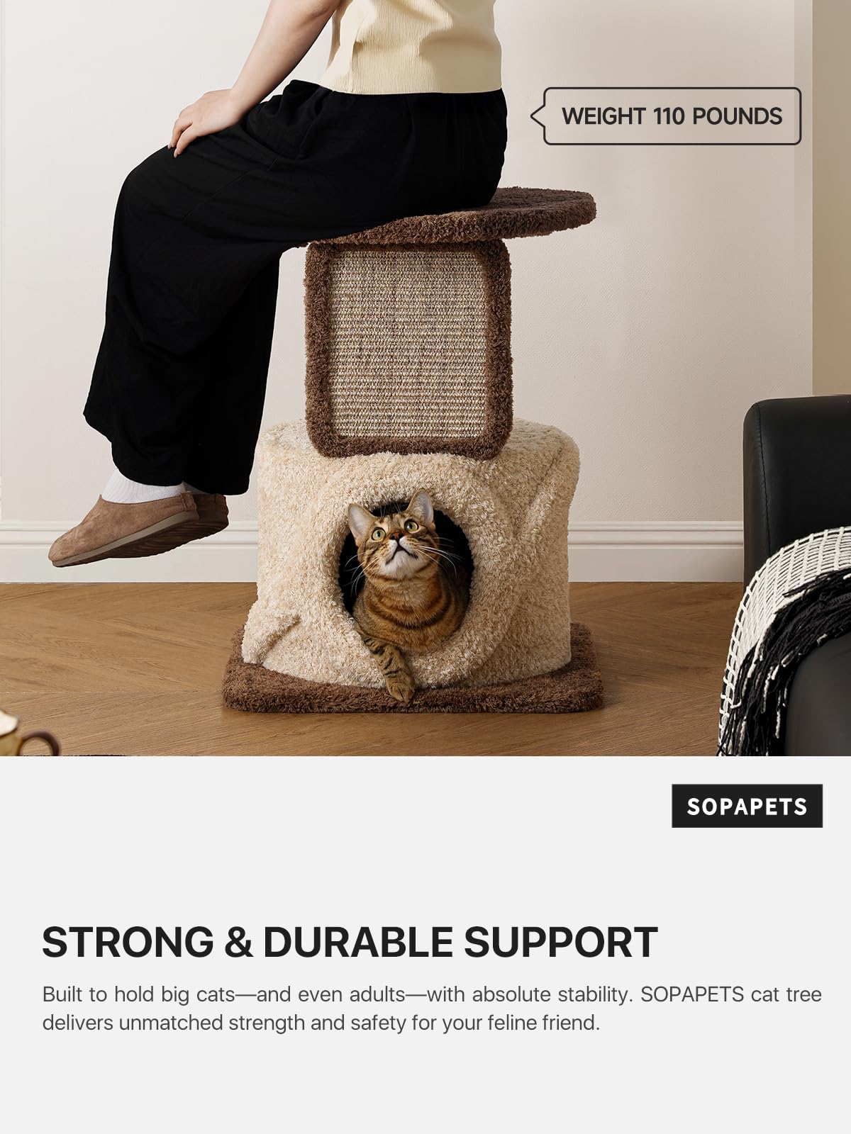 Sopapets 40-inch cat tree climbing steps help safe entertaining climbs