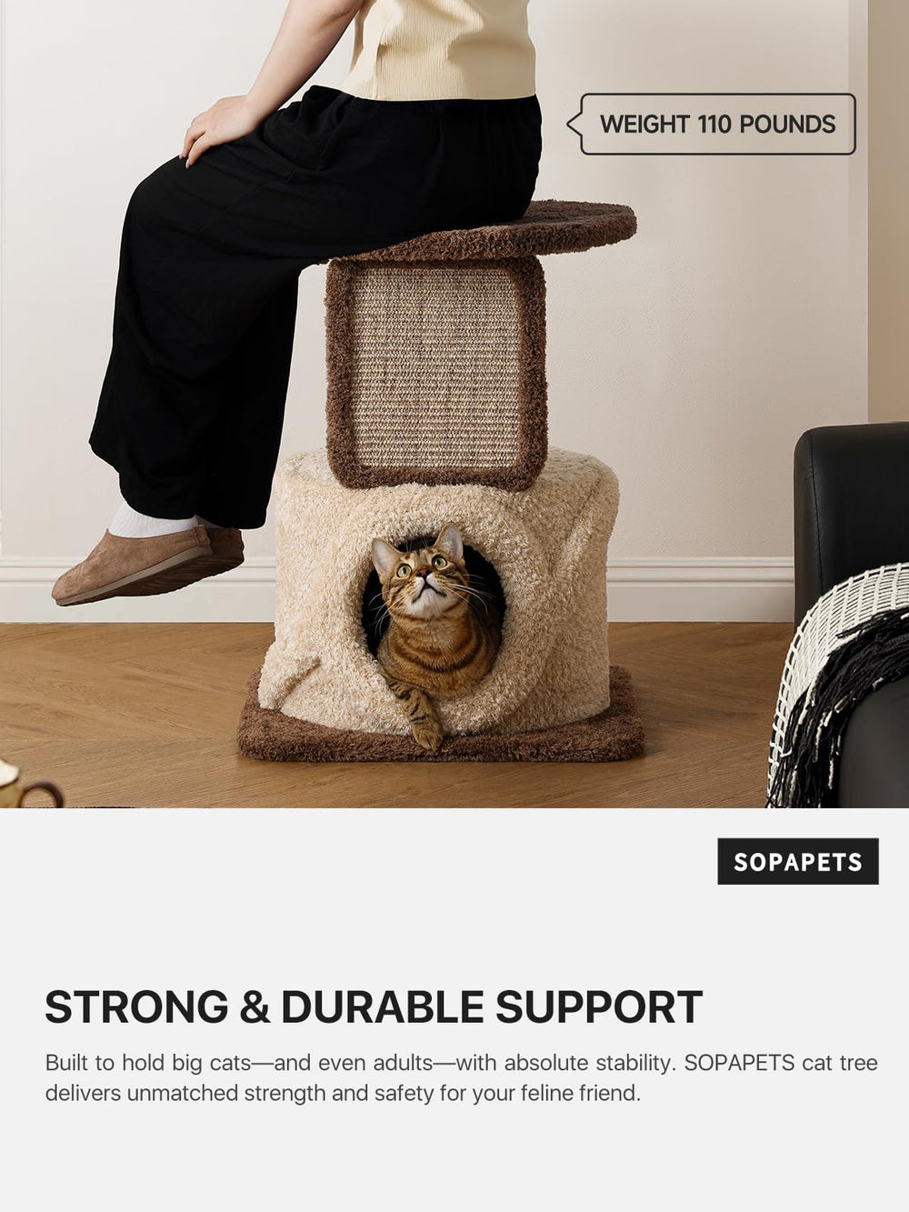 Sopapets 40-inch cat tree climbing steps help safe entertaining climbs