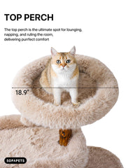 Sopapets Cat Tree dangling toy ball provides interactive play to reduce boredom.