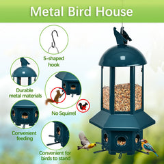 Sorflife blue feeder side view highlights durable PC construction for outdoor use.