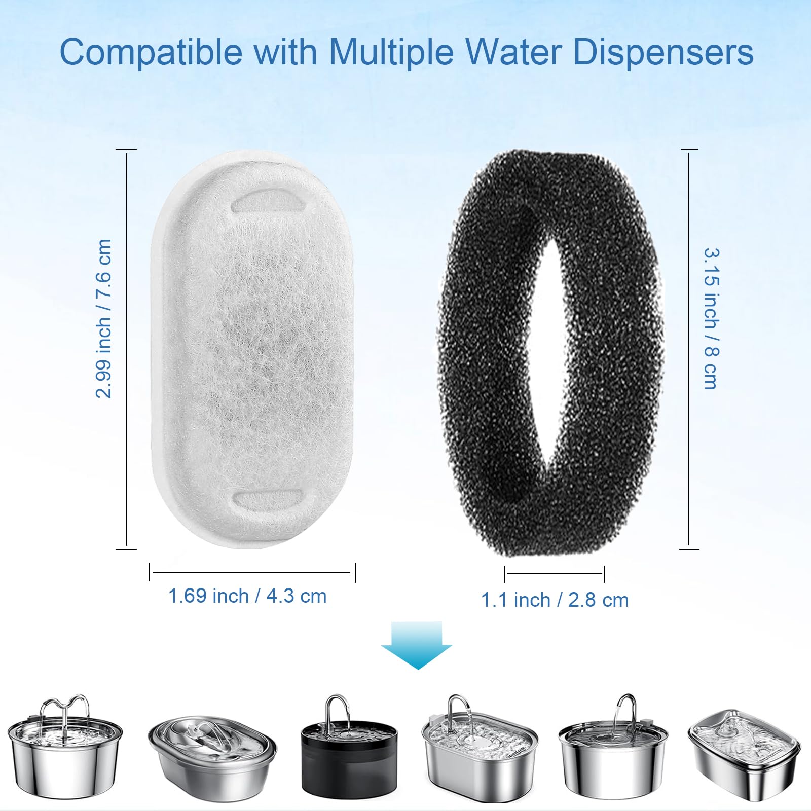 SORON cat water fountain filter 108oz-3-2l fits 3.2-liter fountains for multi-pet homes.