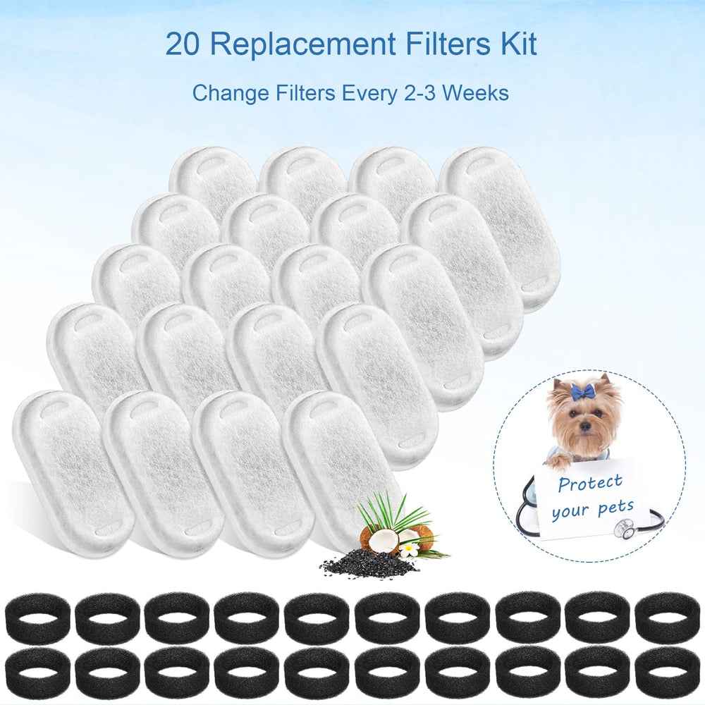 SORON cat water fountain filter sponges accompany the filters for enhanced filtration.