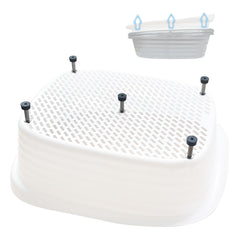 Sorstrem raised foot pads front view shows lifted litter box for stability.