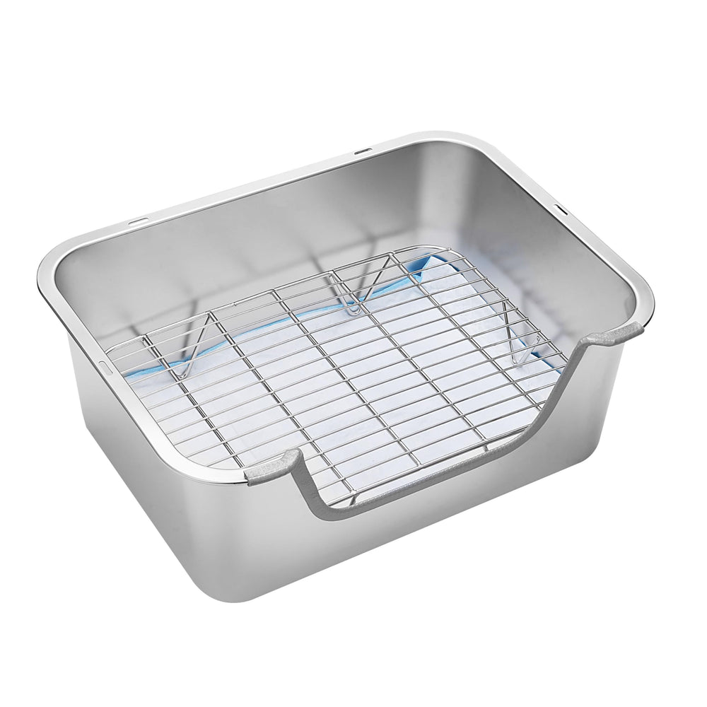 Sorstrem stainless-steel litter box shows durable, easy-clean surface.