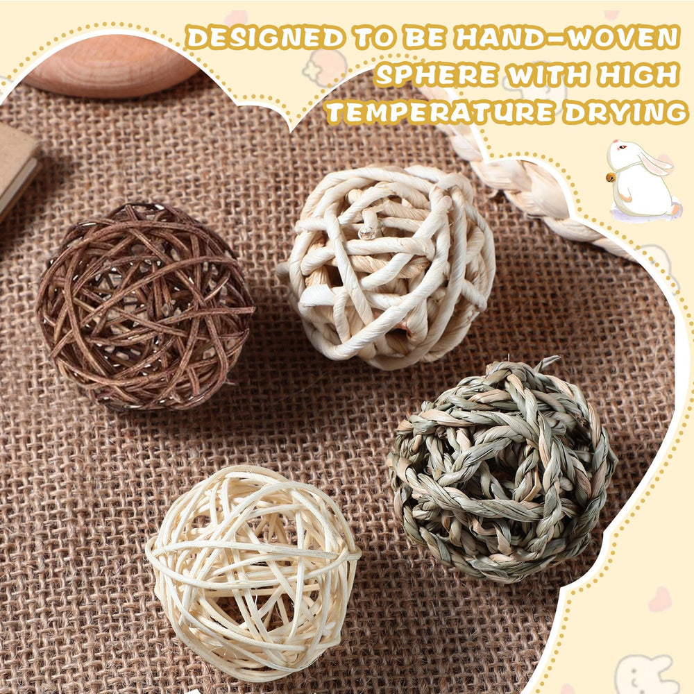 Sosation wicker balls provide tactile play and mental stimulation for rabbits.