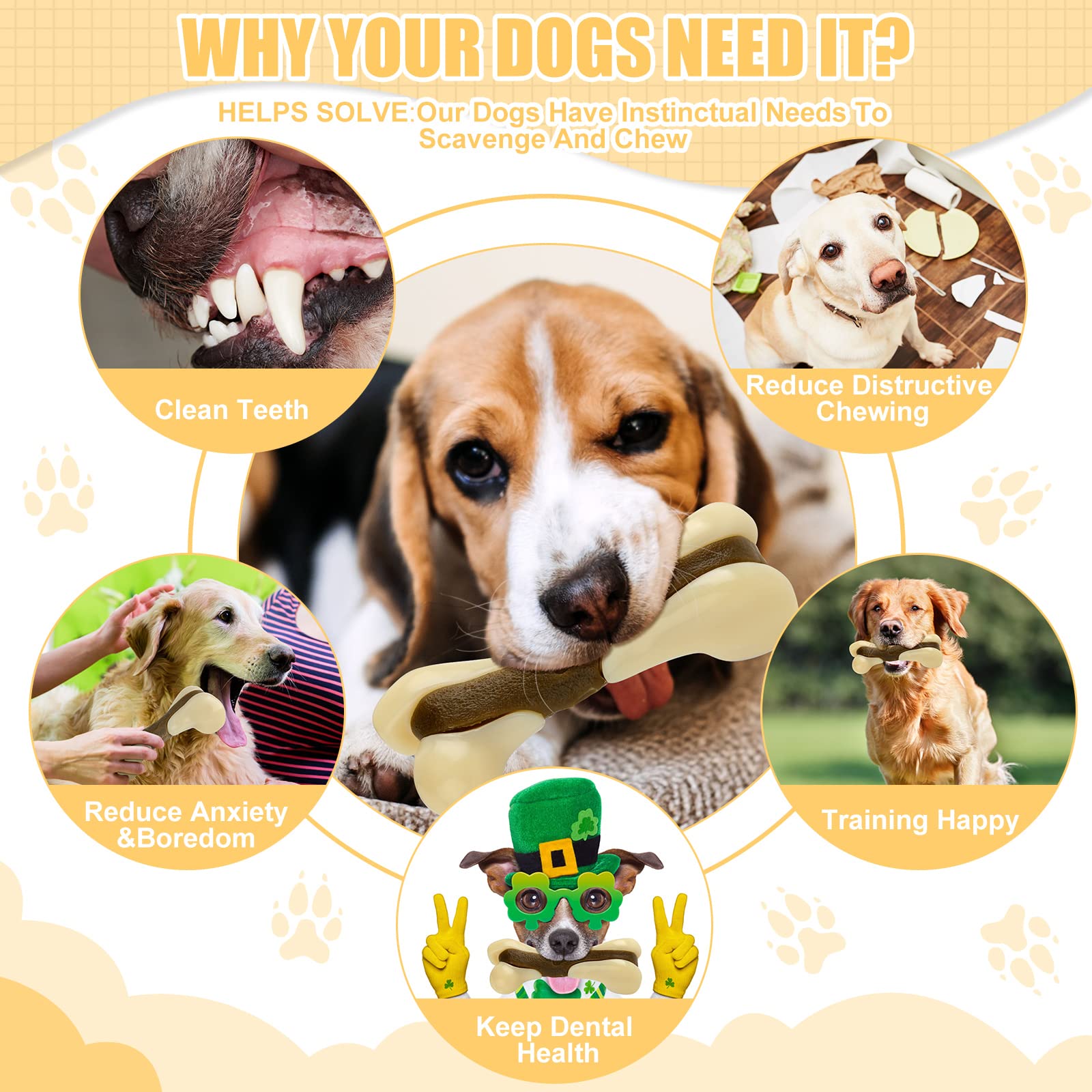 Sosation beef-flavored nylon dog toy highlights savory flavor to encourage chewing and play.