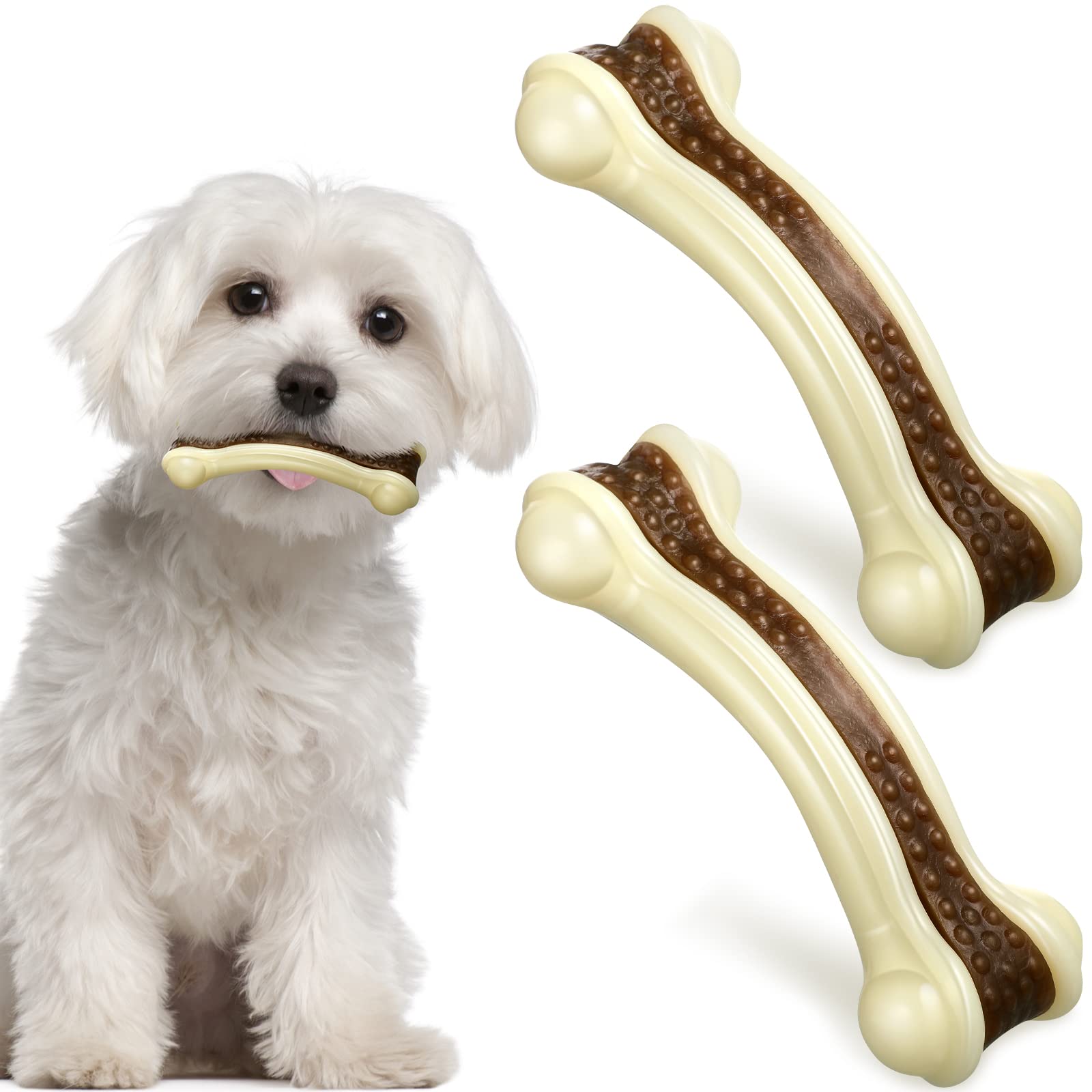Sosation Bones Shaped Dog Toy curve design for engaging chewing and holds attention.