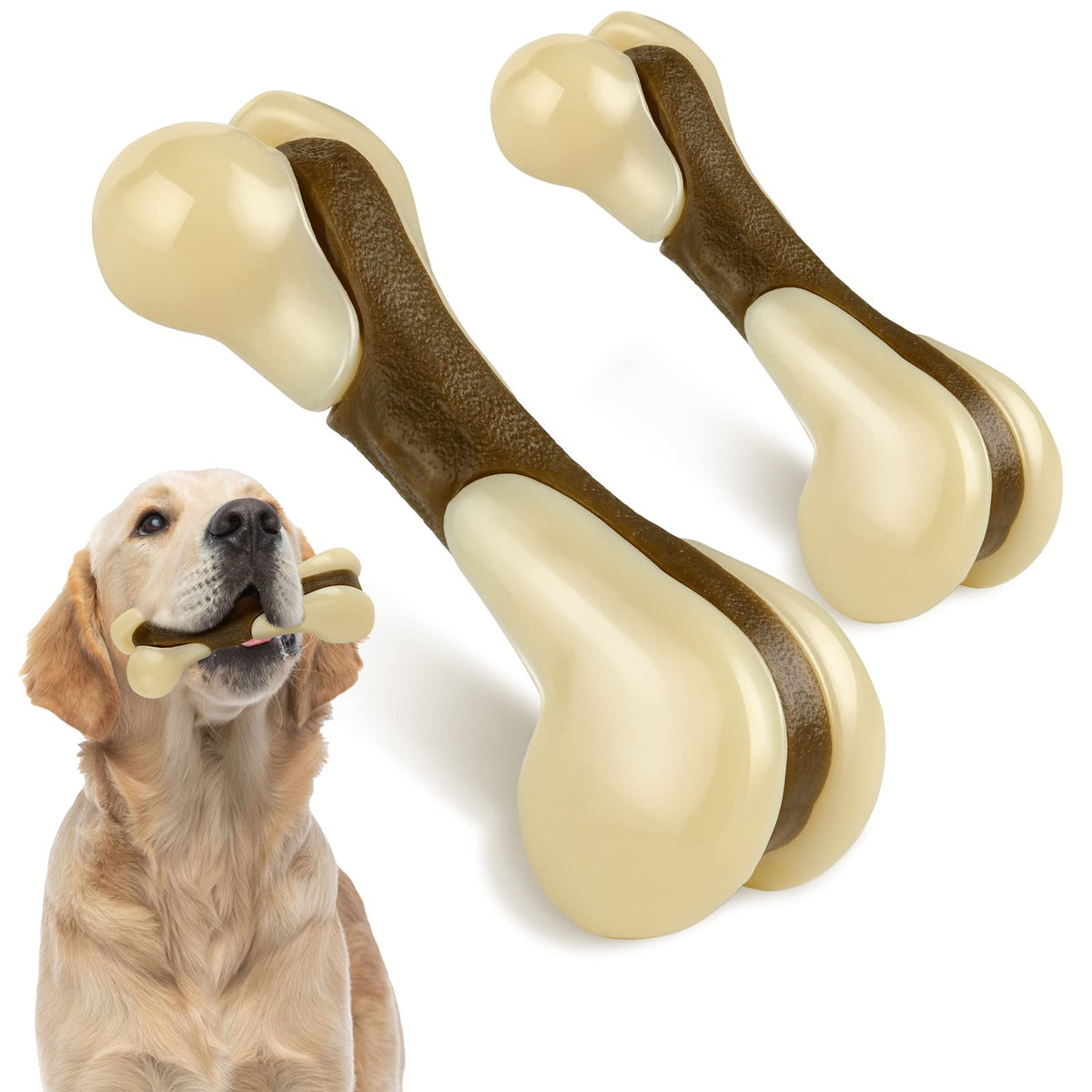 Sosation bones-shaped dog toy for large chewers offers durable chewing and dental engagement.