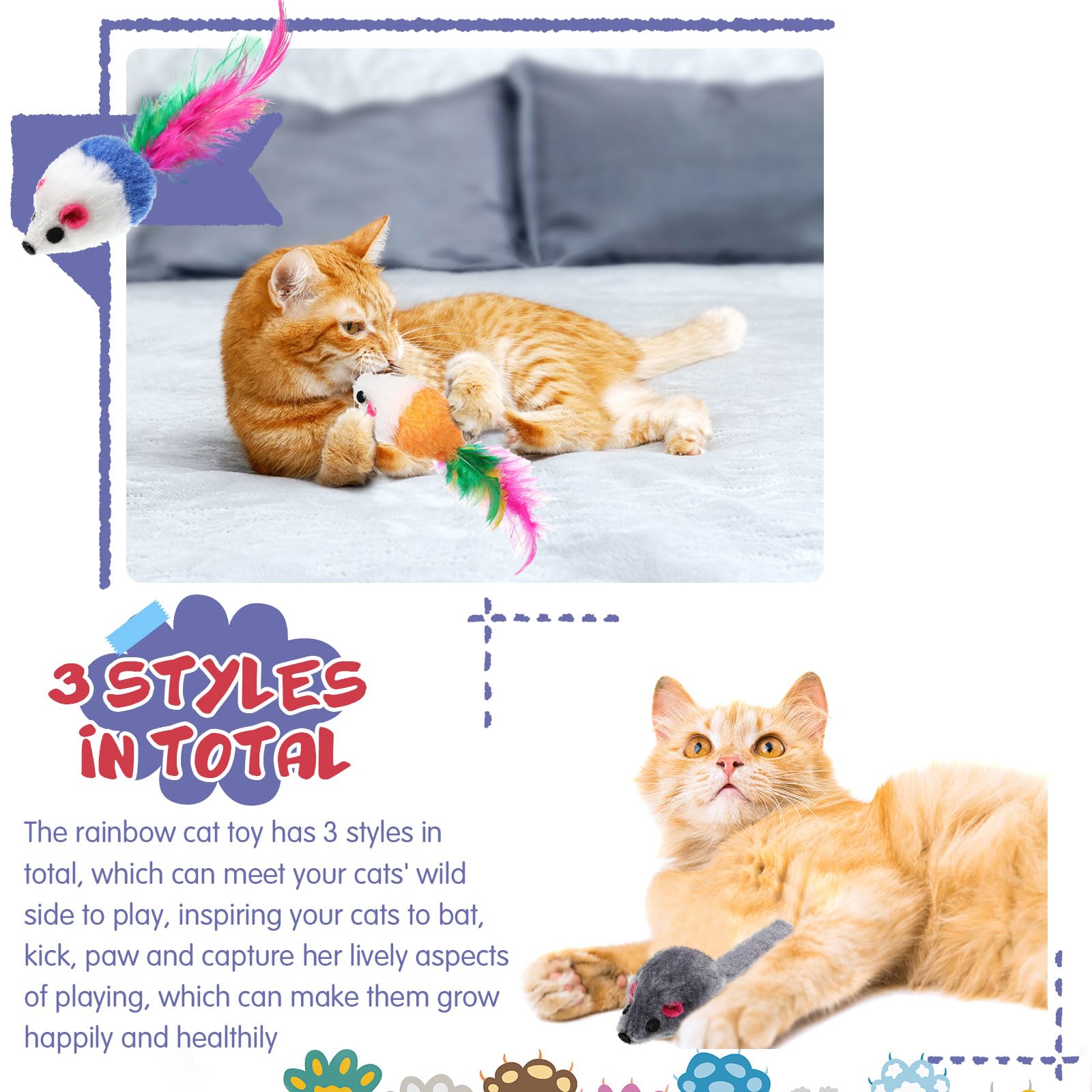 Sosation cat interactive play mice for active indoor sessions