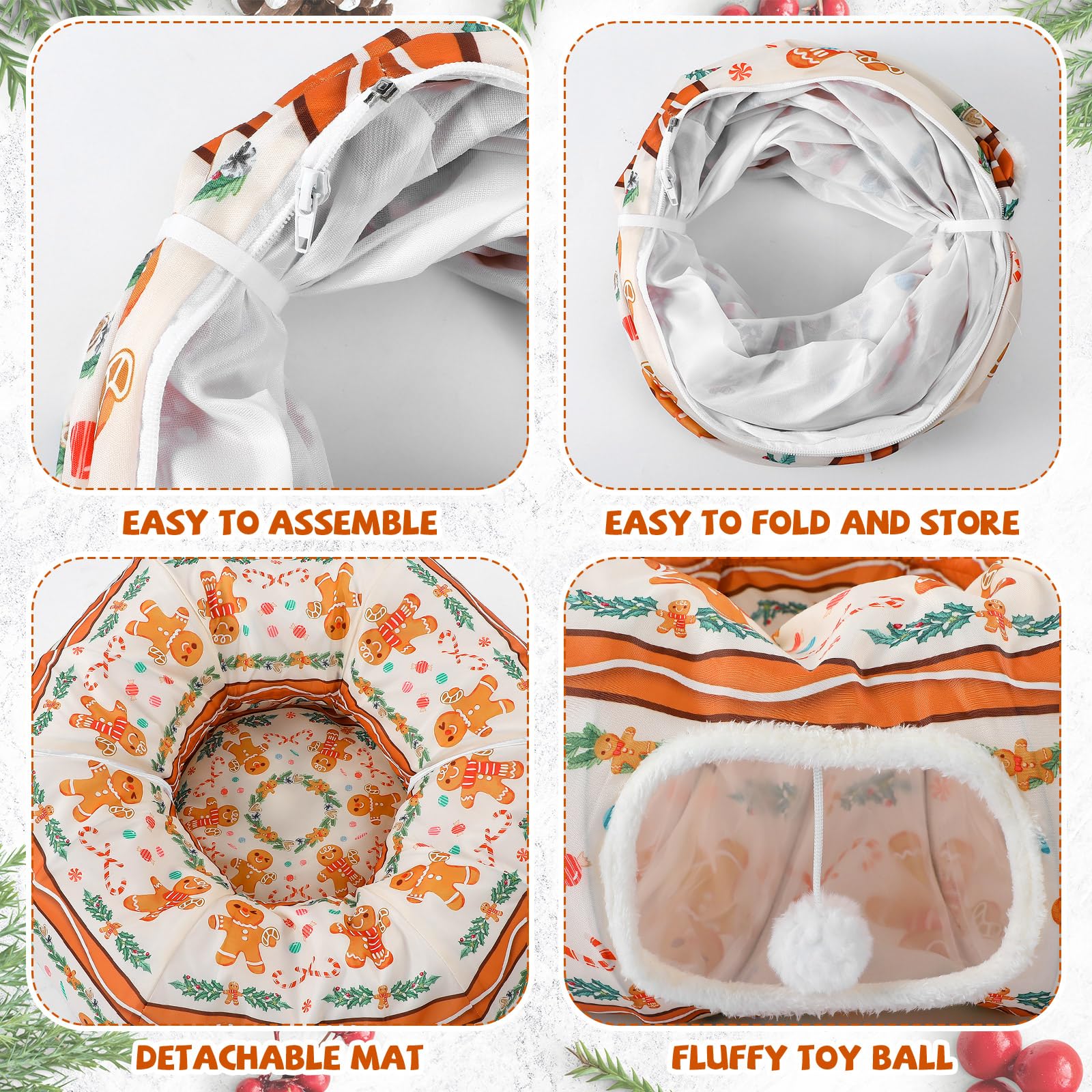 Sosation cat tunnel bed includes mat for extra comfort during naps