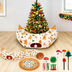 Sosation Christmas Cat Tunnel cozy hideaway for indoor feline play