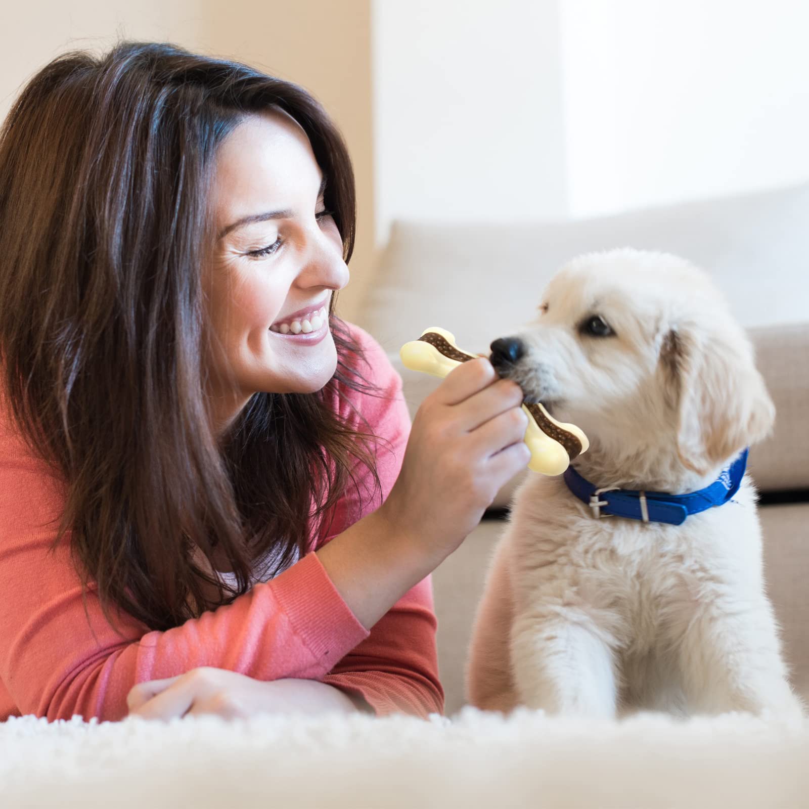 Sosation dog chew toy puppy-teething aid with curve bone shape.