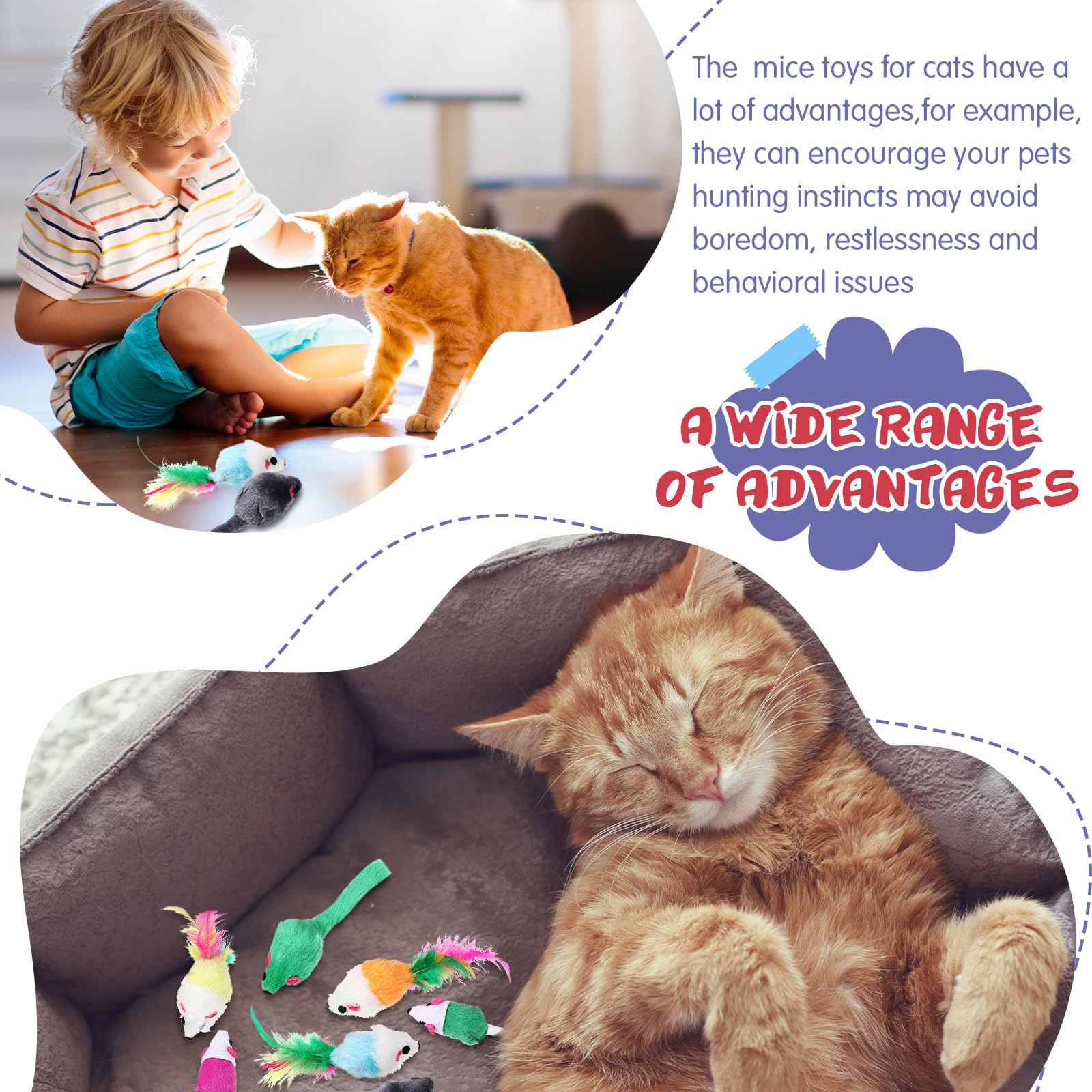 Sosation indoor cat play mice for stimulated activity and focus