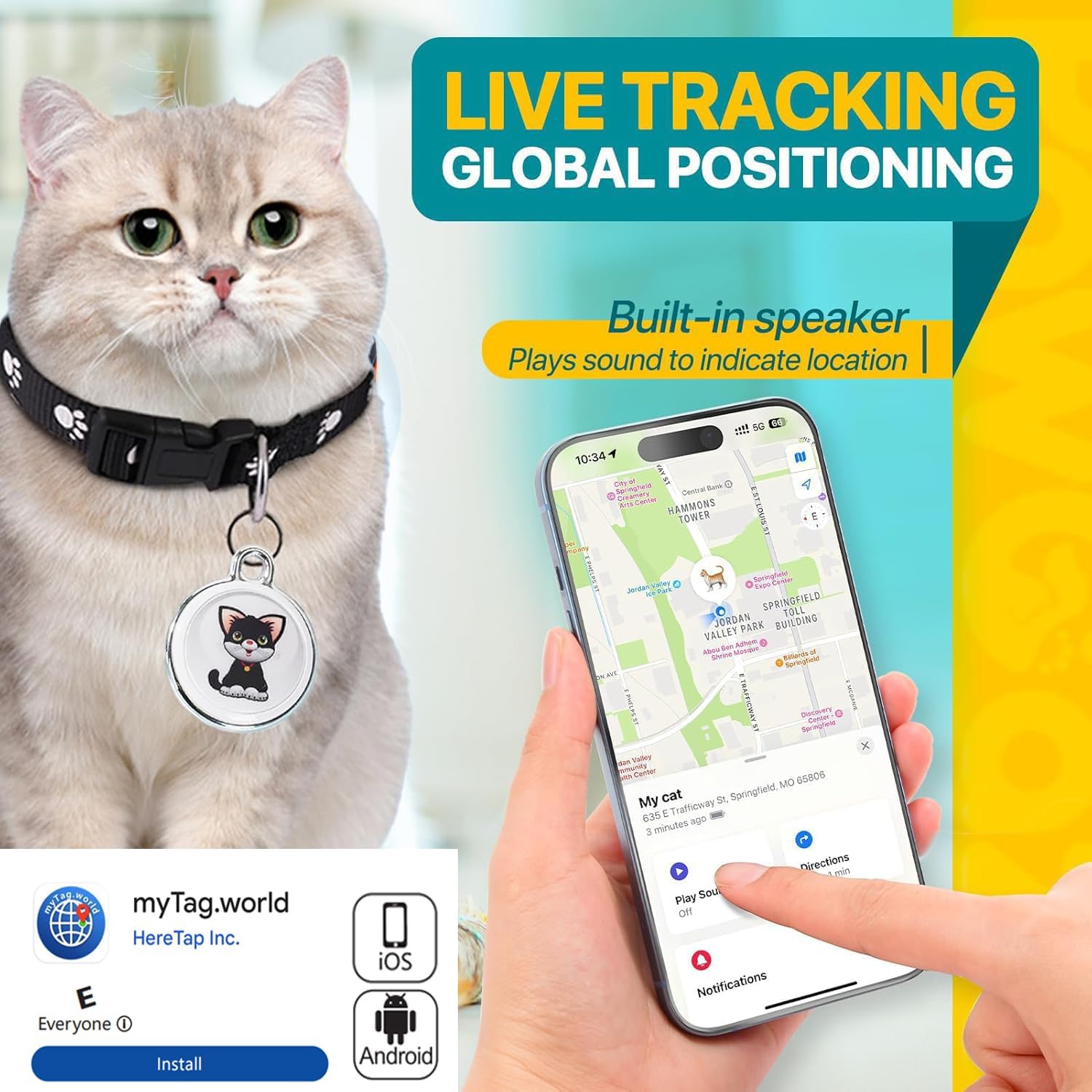 sotfkd cat tracke collar closeup highlights compact 10-gram tracker design.